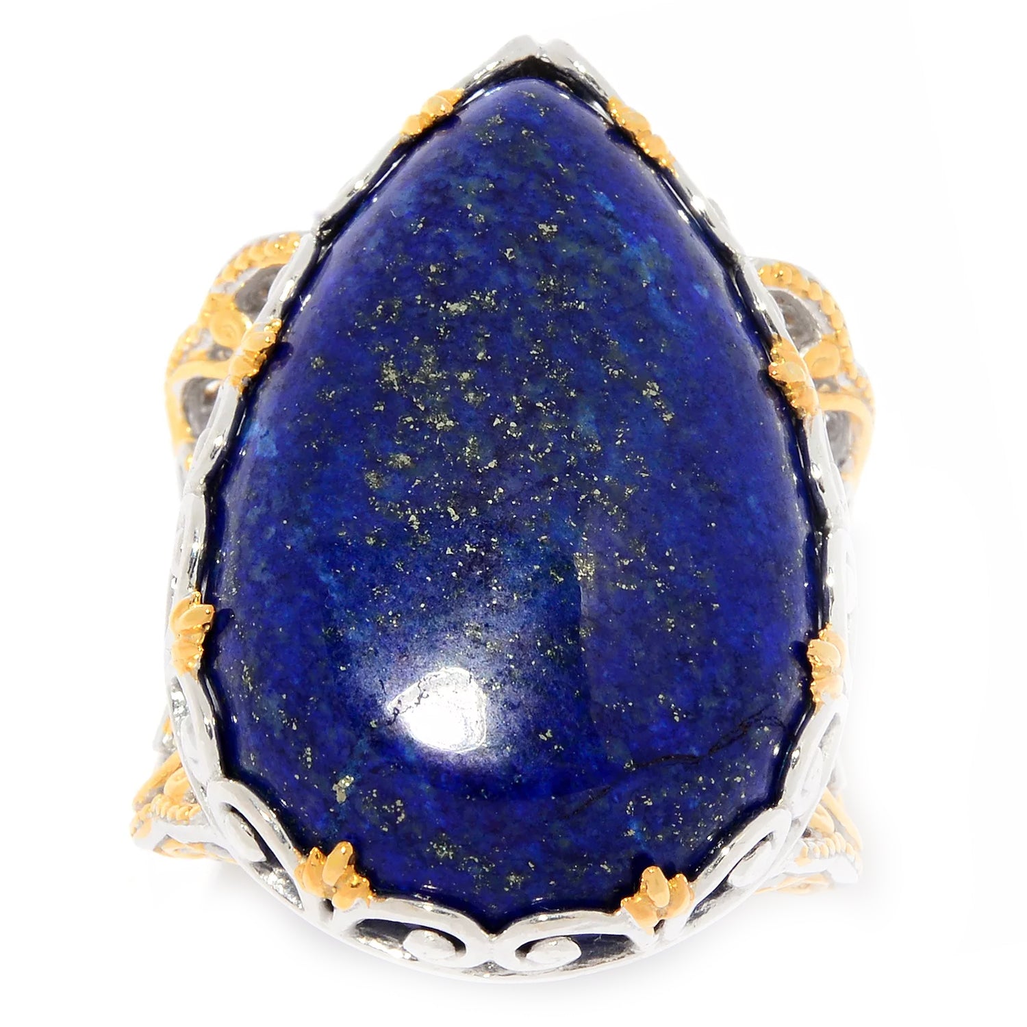 Gems en Vogue Pear Shaped Lapis Wide Band Ring