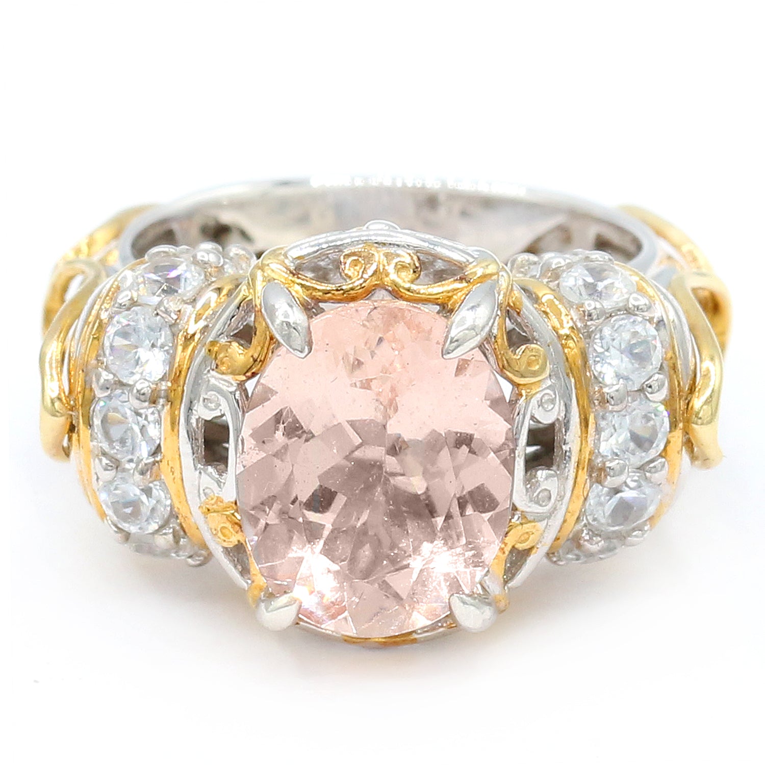 Gems en Vogue One-of-a-Kind 4.63ctw Morganite & White Zircon Ring