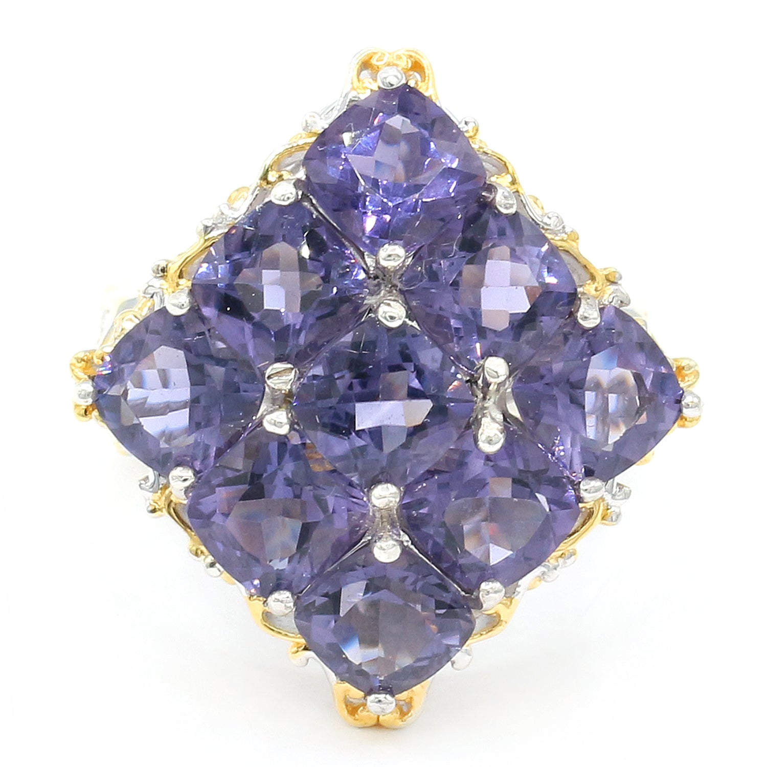 Gems en Vogue 7.65ctw Blue Amethyst Cluster Ring