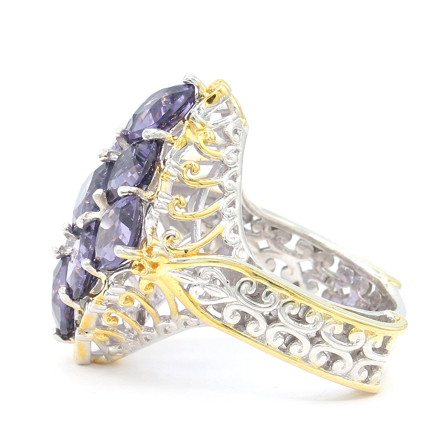 Gems en Vogue 7.65ctw Blue Amethyst Cluster Ring