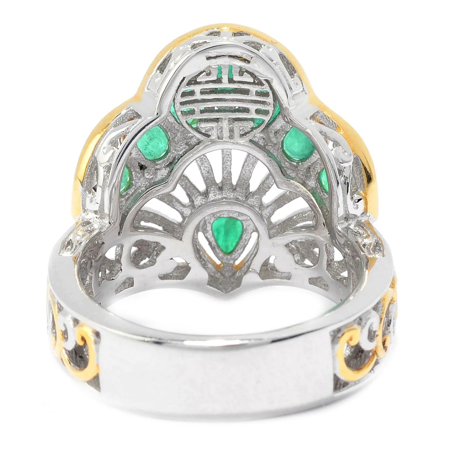 Gems en Vogue 1.79ctw Asia Emerald Asymmetrical Fan Ring