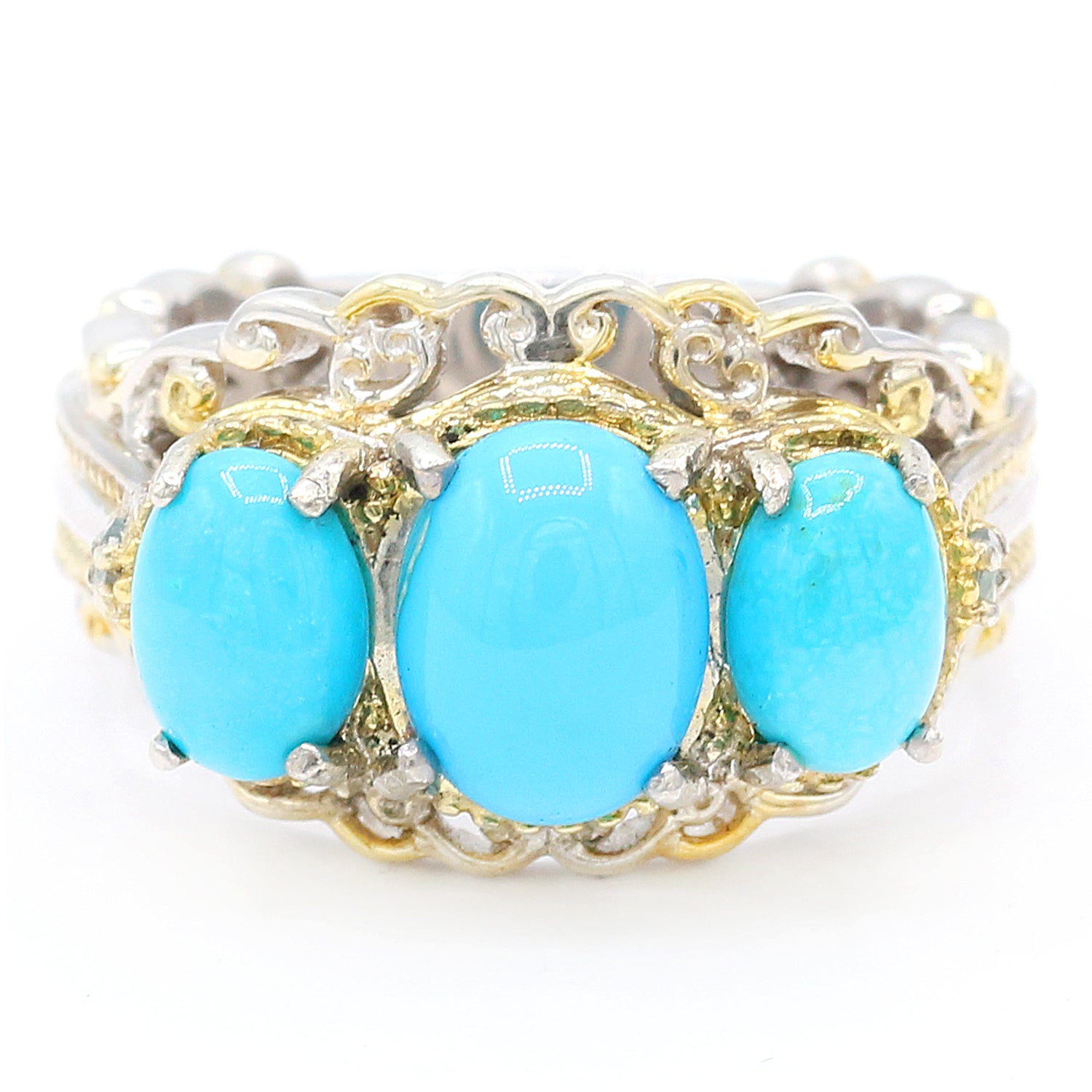 Gems en Vogue Sleeping Beauty Turquoise Three Stone Ring