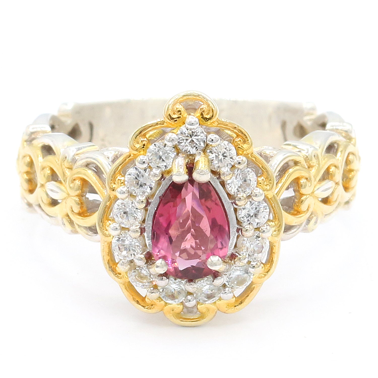 Gems en Vogue One-of-a-Kind 1.55ctw Pink Tourmaline & White Zircon Ring