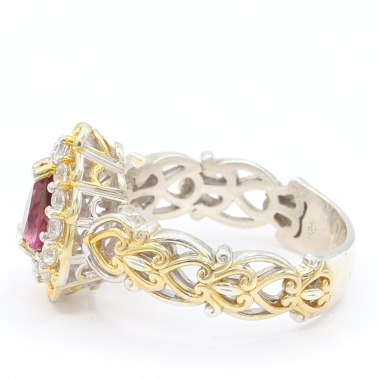 Gems en Vogue One-of-a-Kind 1.55ctw Pink Tourmaline & White Zircon Ring