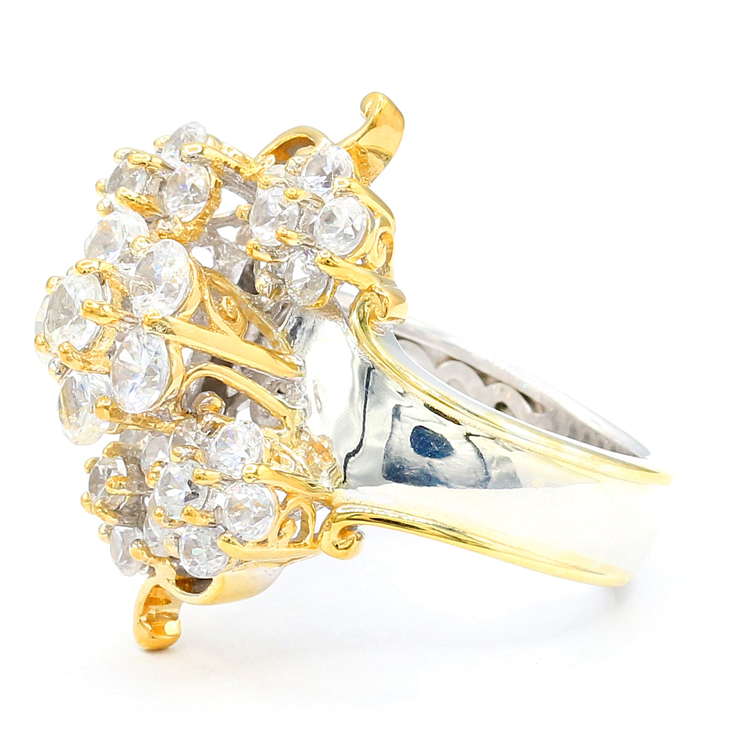 Gems en Vogue 4.20ctw White Zircon Cluster Ring