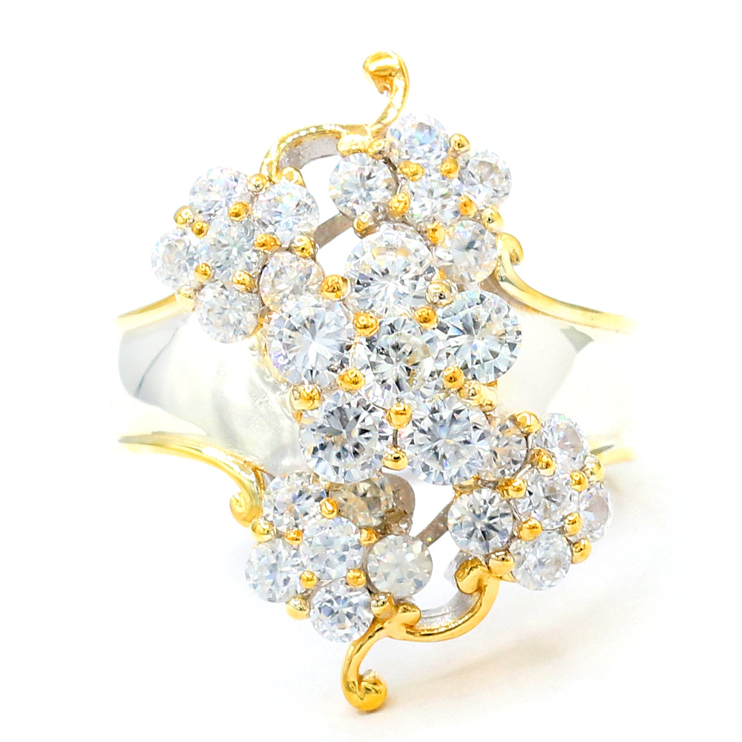 Gems en Vogue 4.20ctw White Zircon Cluster Ring