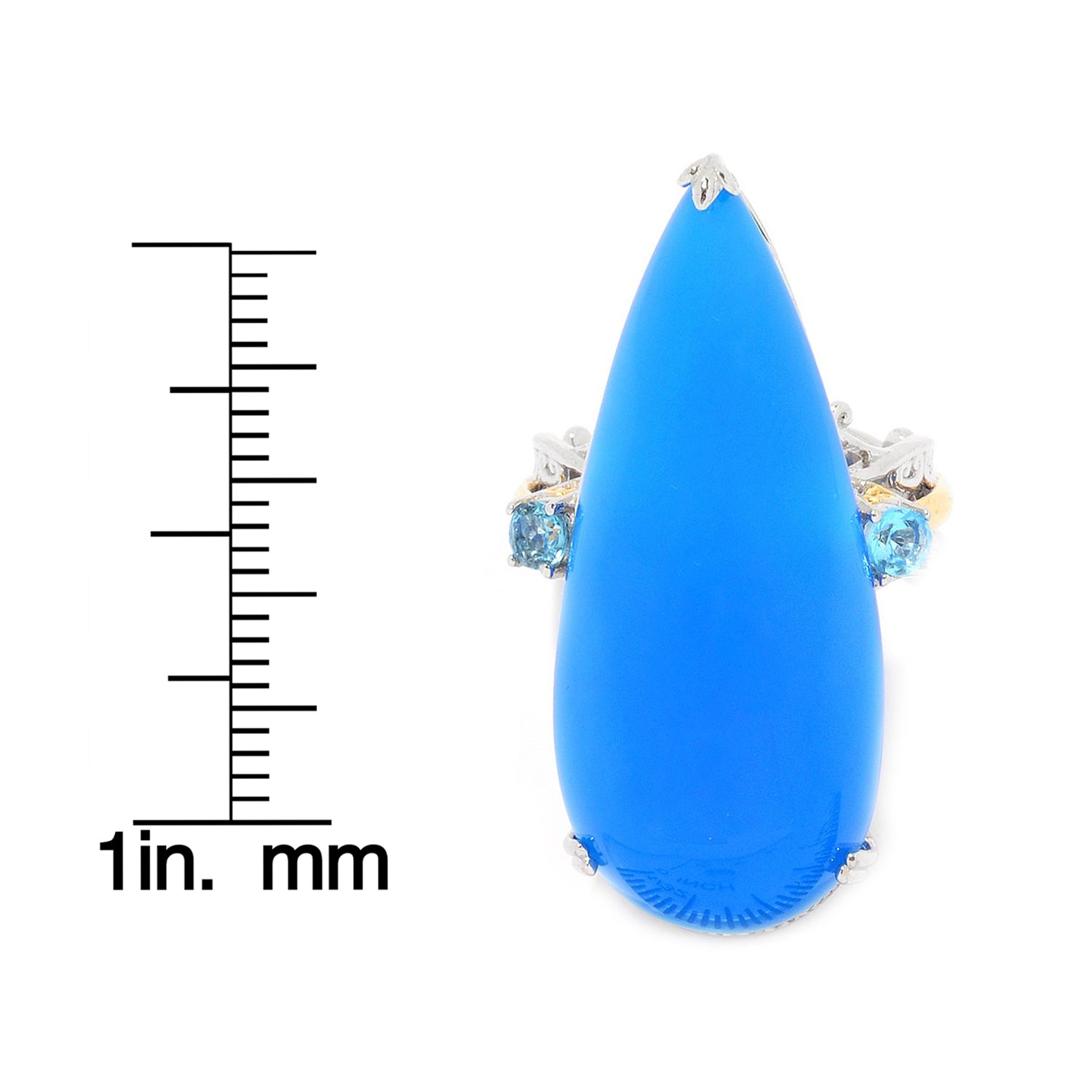 Gems en Vogue Chalcedony & Swiss Blue Topaz Elongated Ring