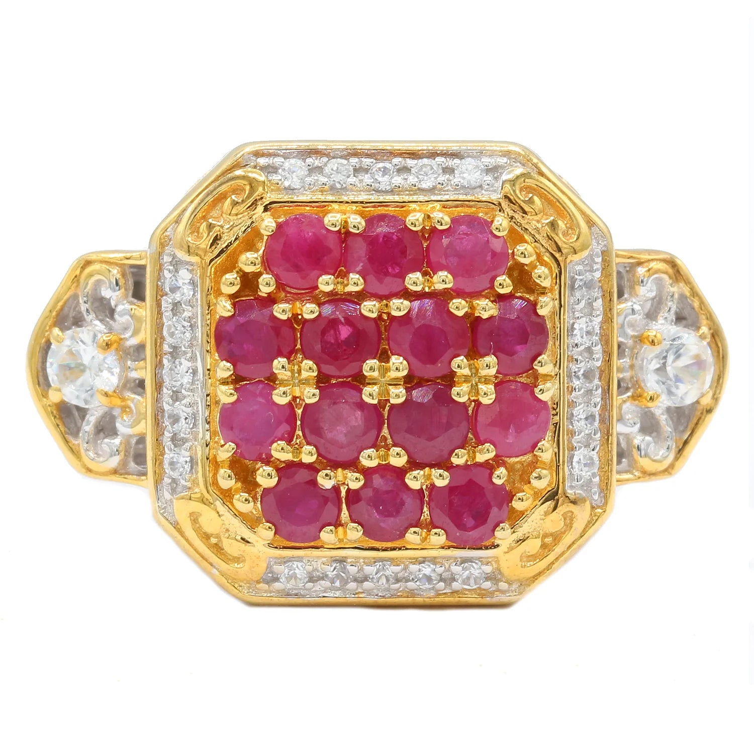 Gems en Vogue 1.56ctw Ruby & White Zircon Ring