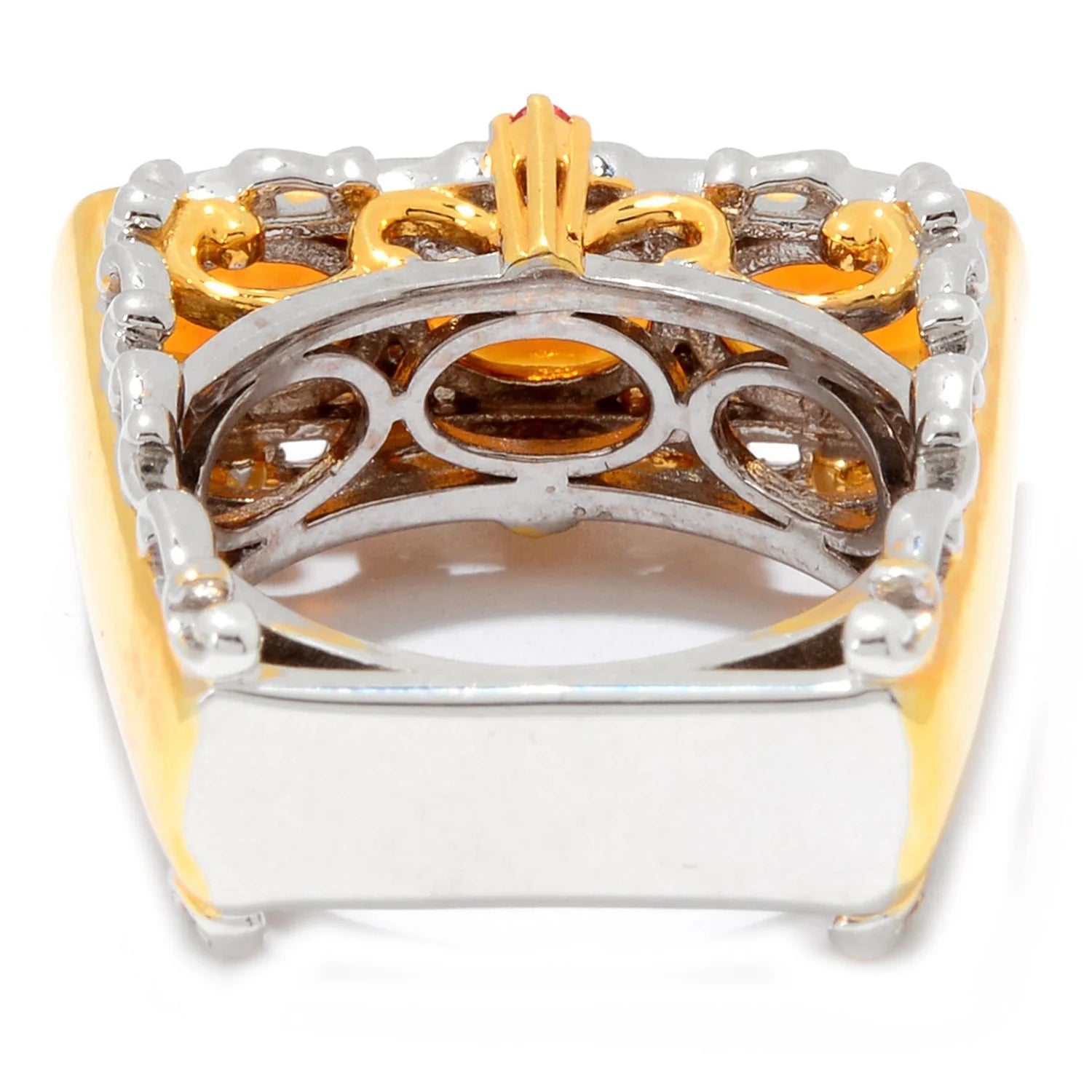 Gems en Vogue 1.84ctw Madeira Citrine & Orange Sapphire Three Stone Ring