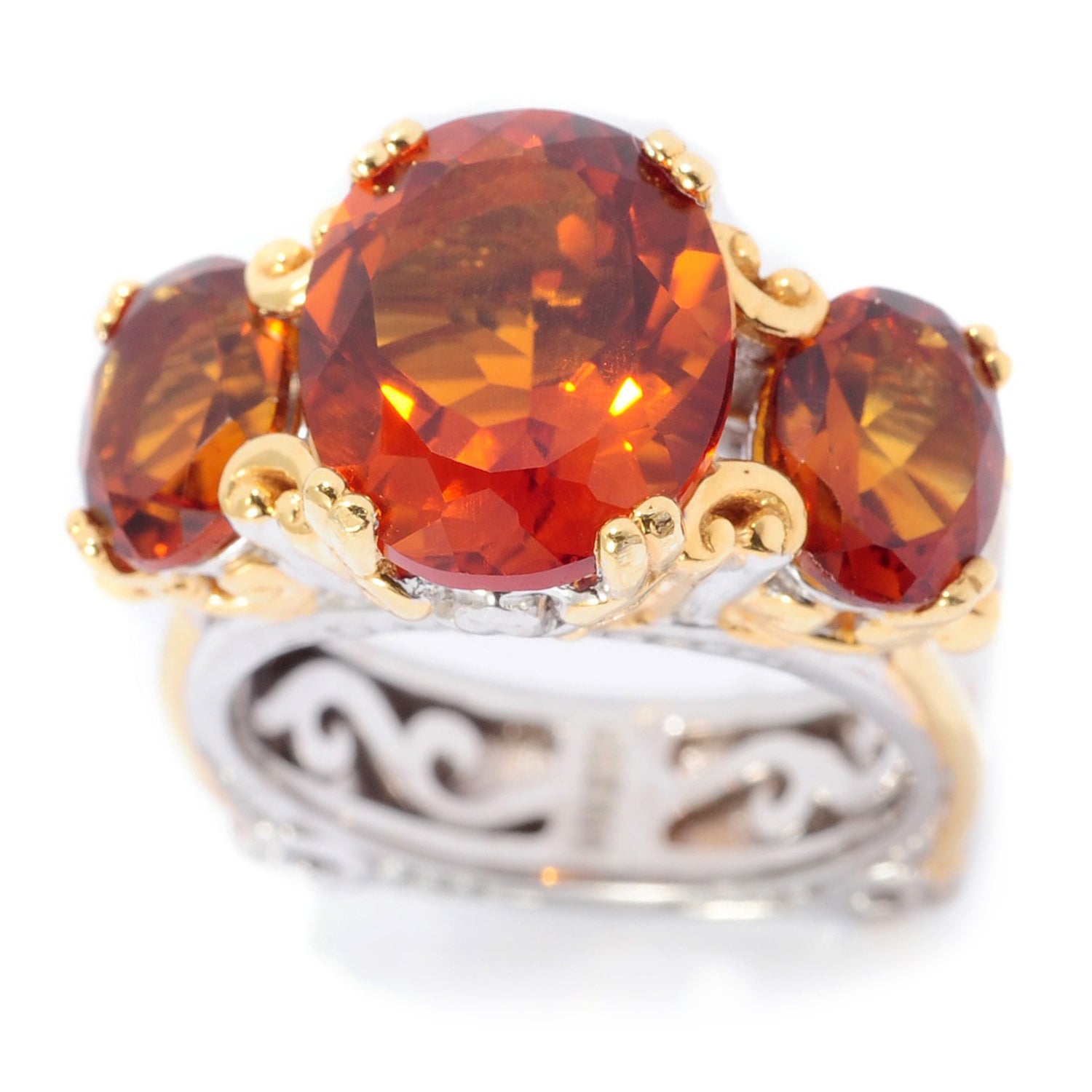 Gems en Vogue 5.60ctw Madeira Citrine Three Stone Ring