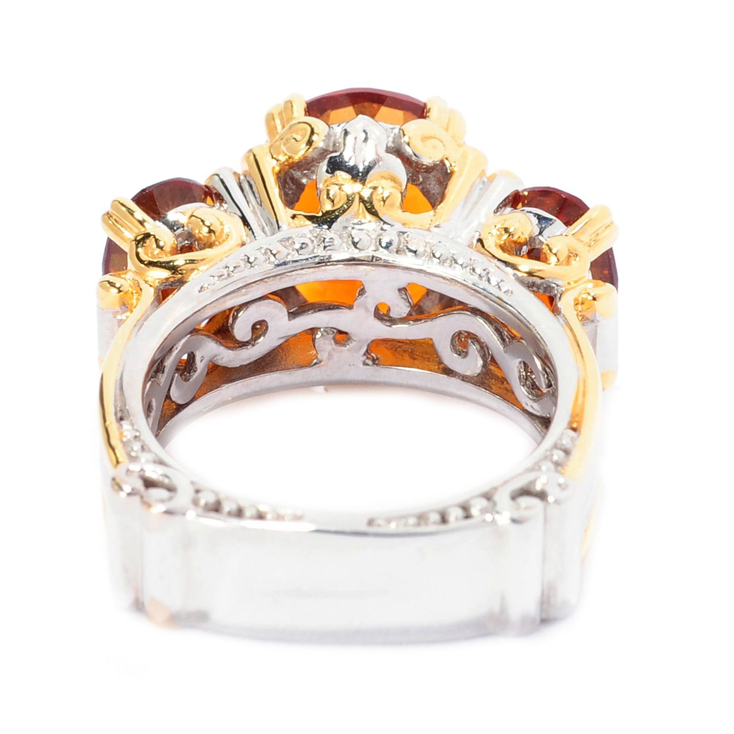 Gems en Vogue 5.60ctw Madeira Citrine Three Stone Ring