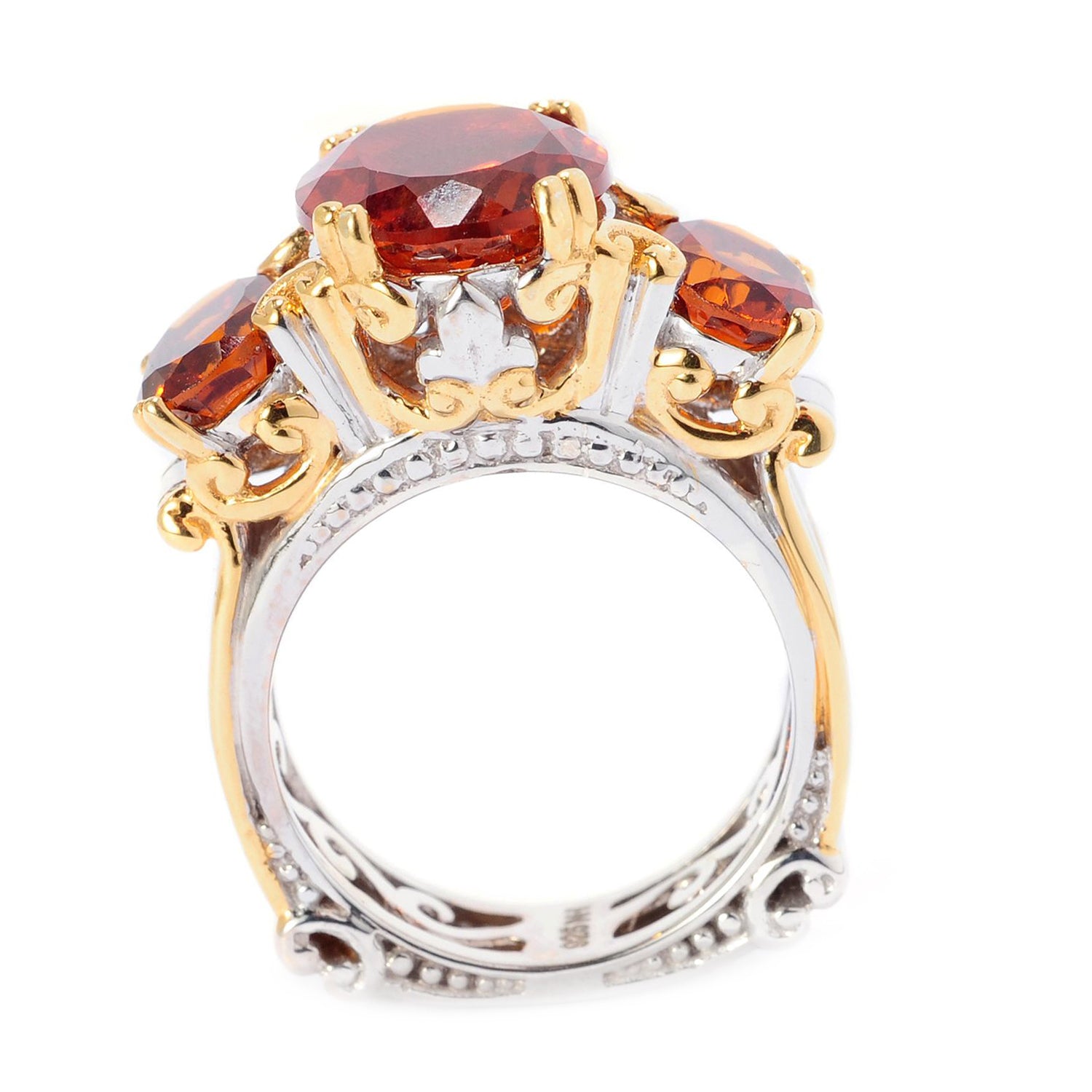 Gems en Vogue 5.60ctw Madeira Citrine Three Stone Ring