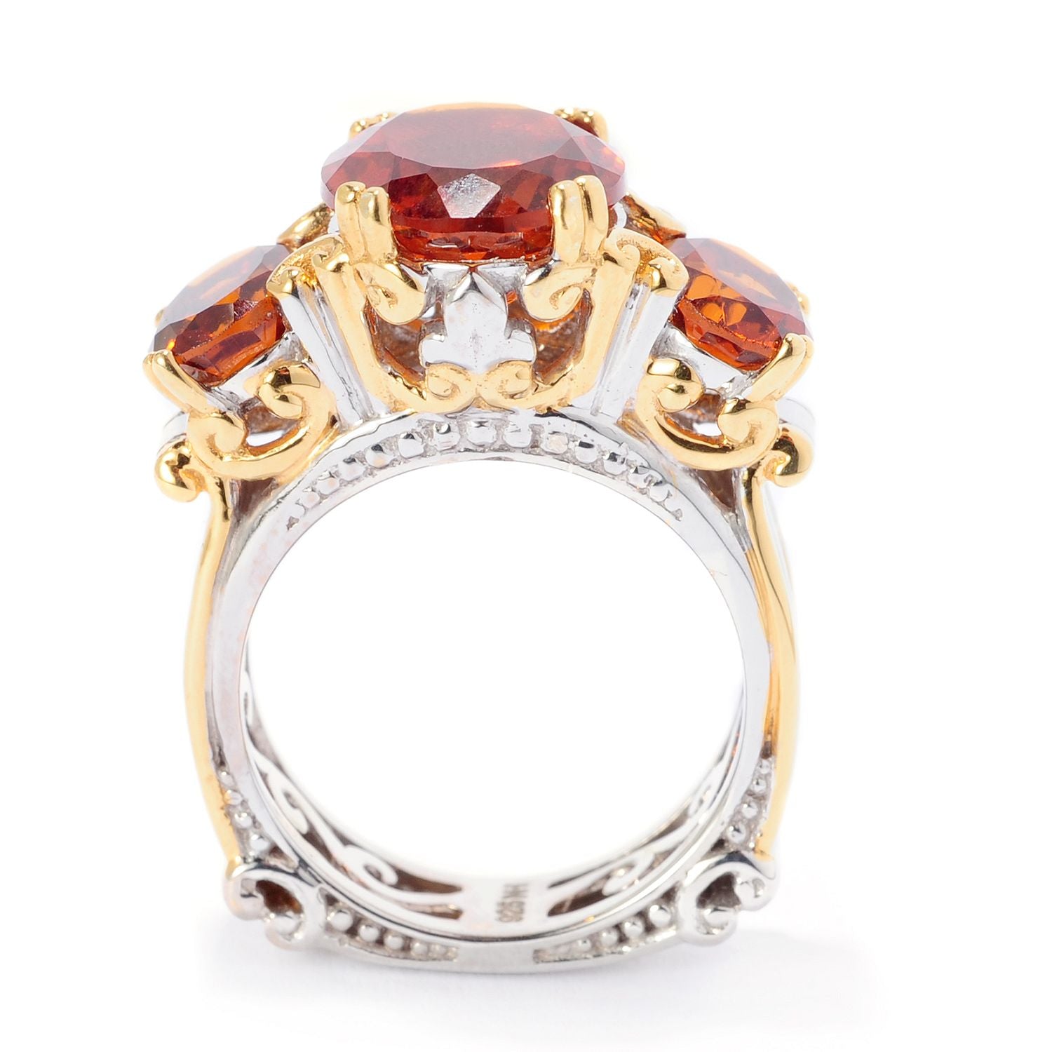 Gems en Vogue 5.60ctw Madeira Citrine Three Stone Ring