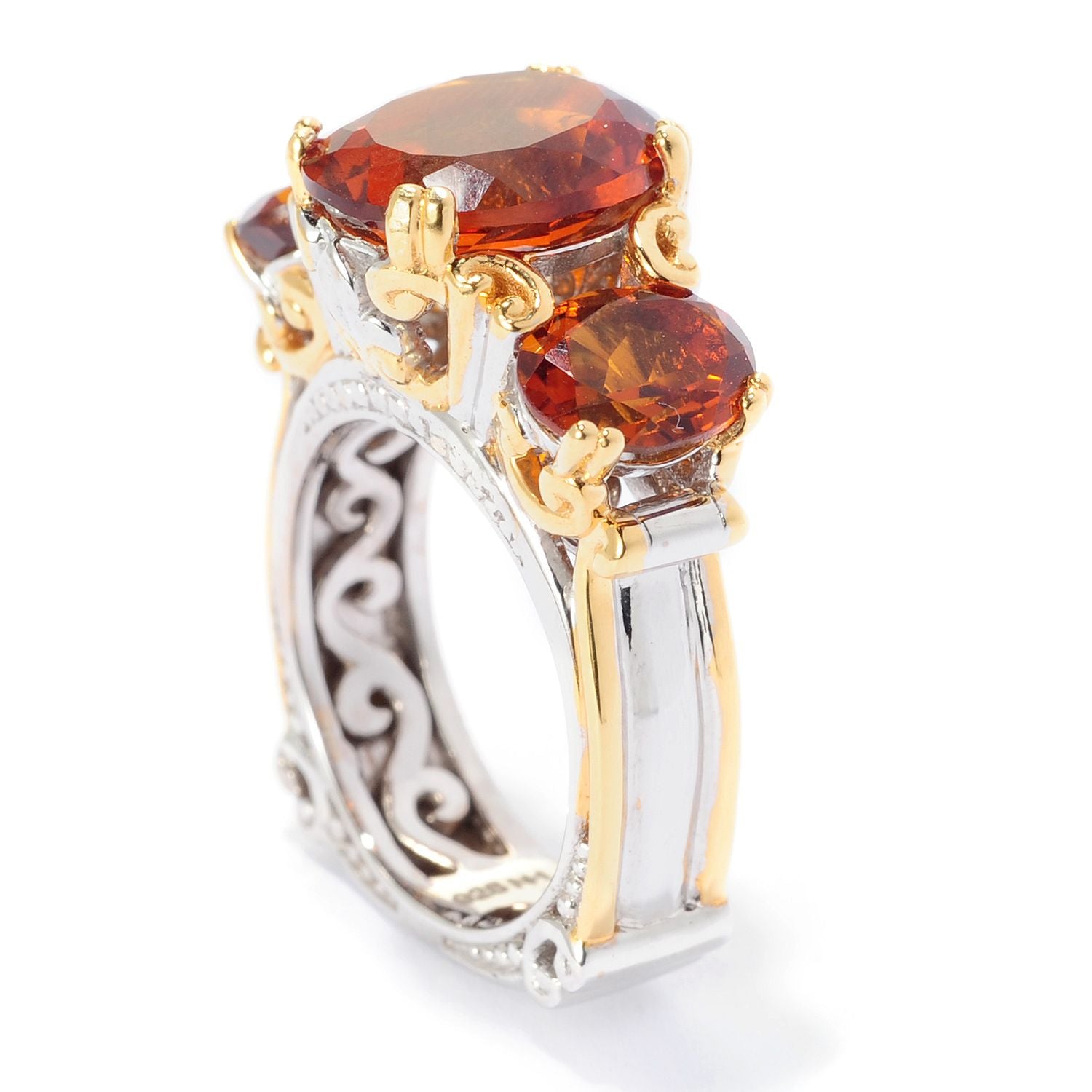 Gems en Vogue 5.60ctw Madeira Citrine Three Stone Ring