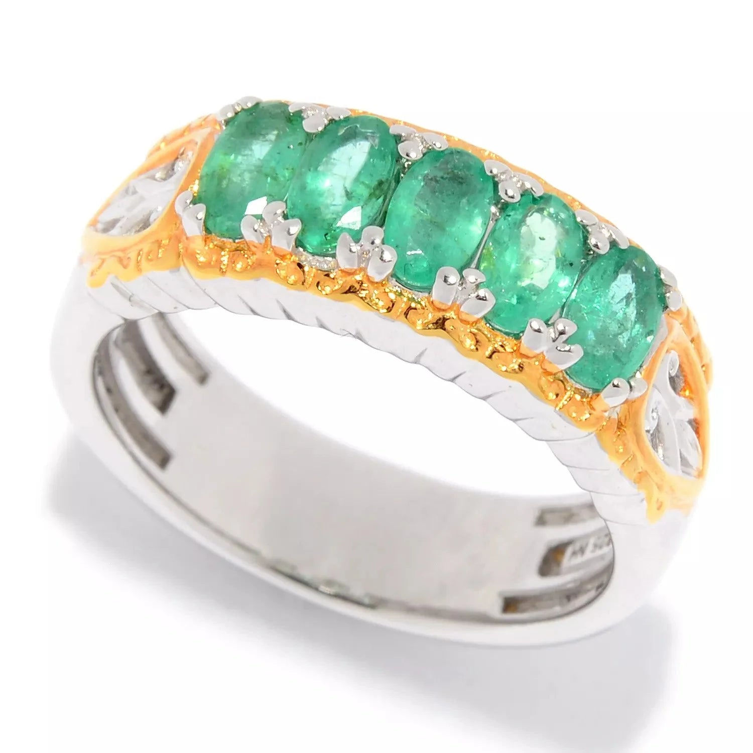 Gems en Vogue 1.05ctw Belmont Emerald 5-Stone Band Ring