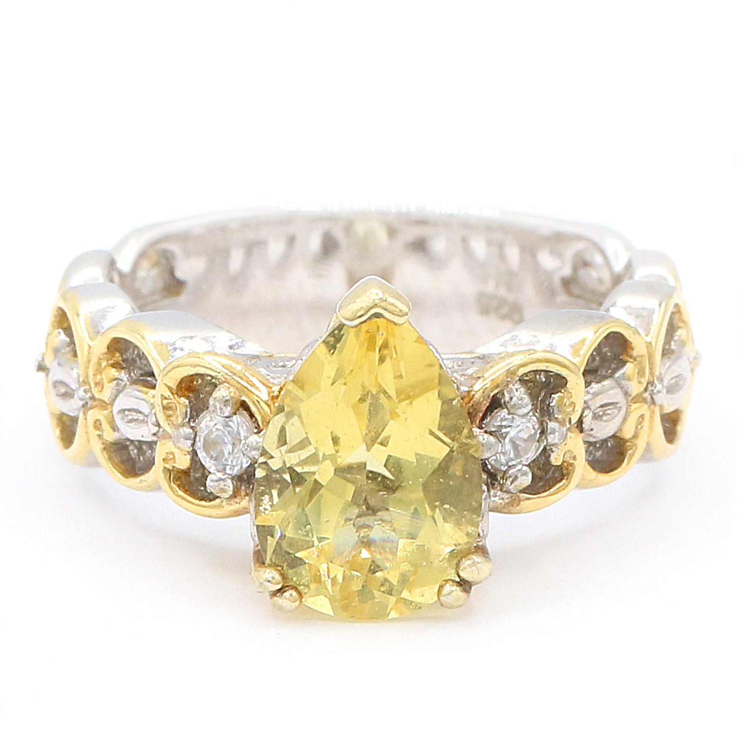 Gems en Vogue 2.48ctw Yellow Beryl & White Zircon Ring