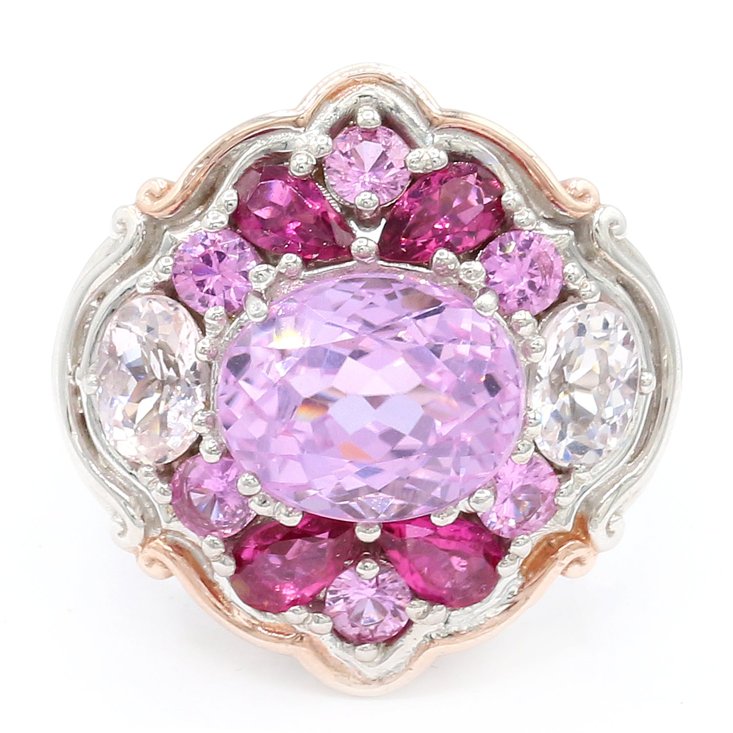 Gems en Vogue One-of-a-Kind 8.14ctw Kunzite & Multi Pink Gemstones Ring