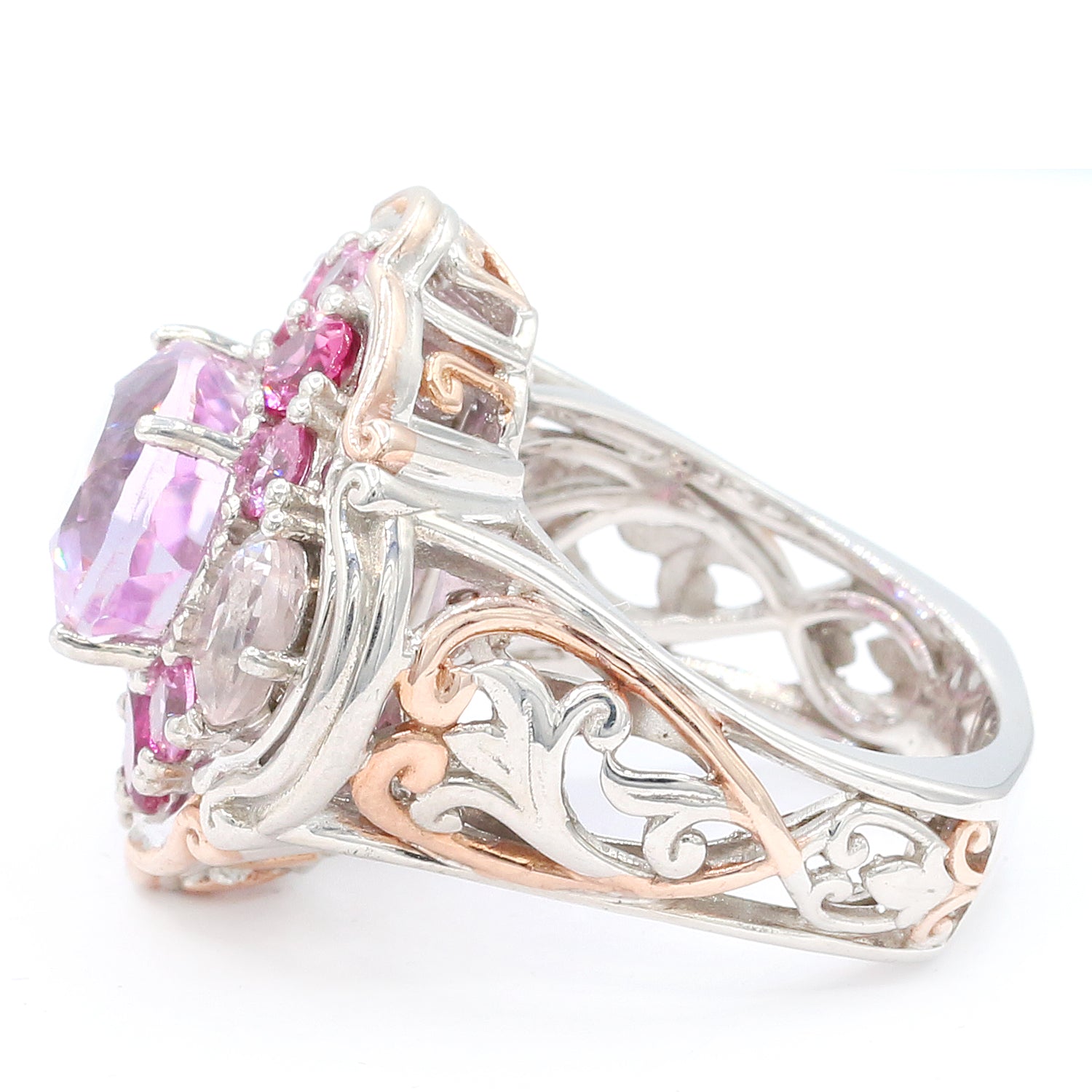 Gems en Vogue One-of-a-Kind 8.14ctw Kunzite & Multi Pink Gemstones Ring