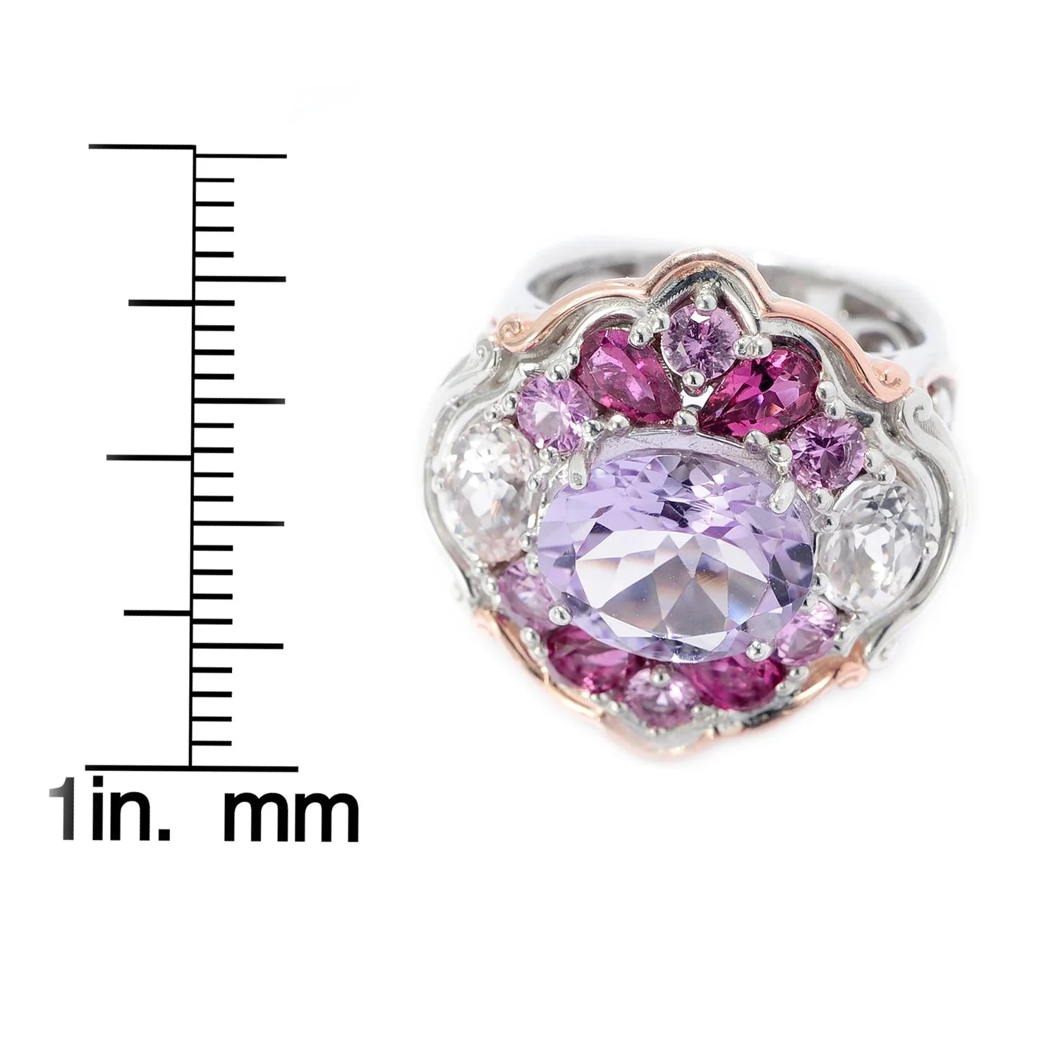 Gems en Vogue 3.00ctw Amethyst & Multi Pink Gemstone Ring