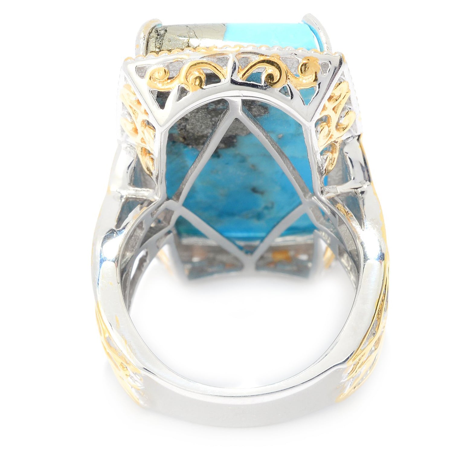 Gems en Vogue Cushion Pyrite Turquoise Ring