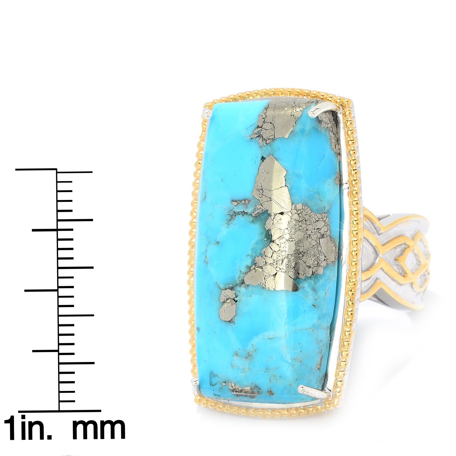 Gems en Vogue Cushion Pyrite Turquoise Ring