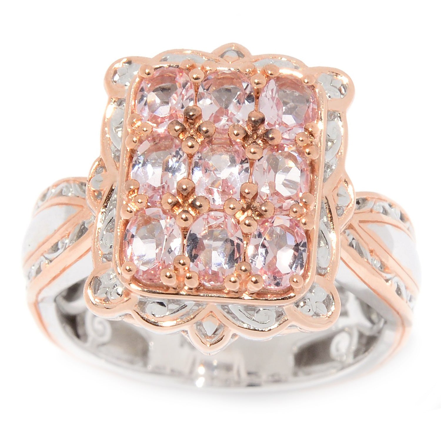 Gems en Vogue 1.26ctw Morganite Cluster Ring