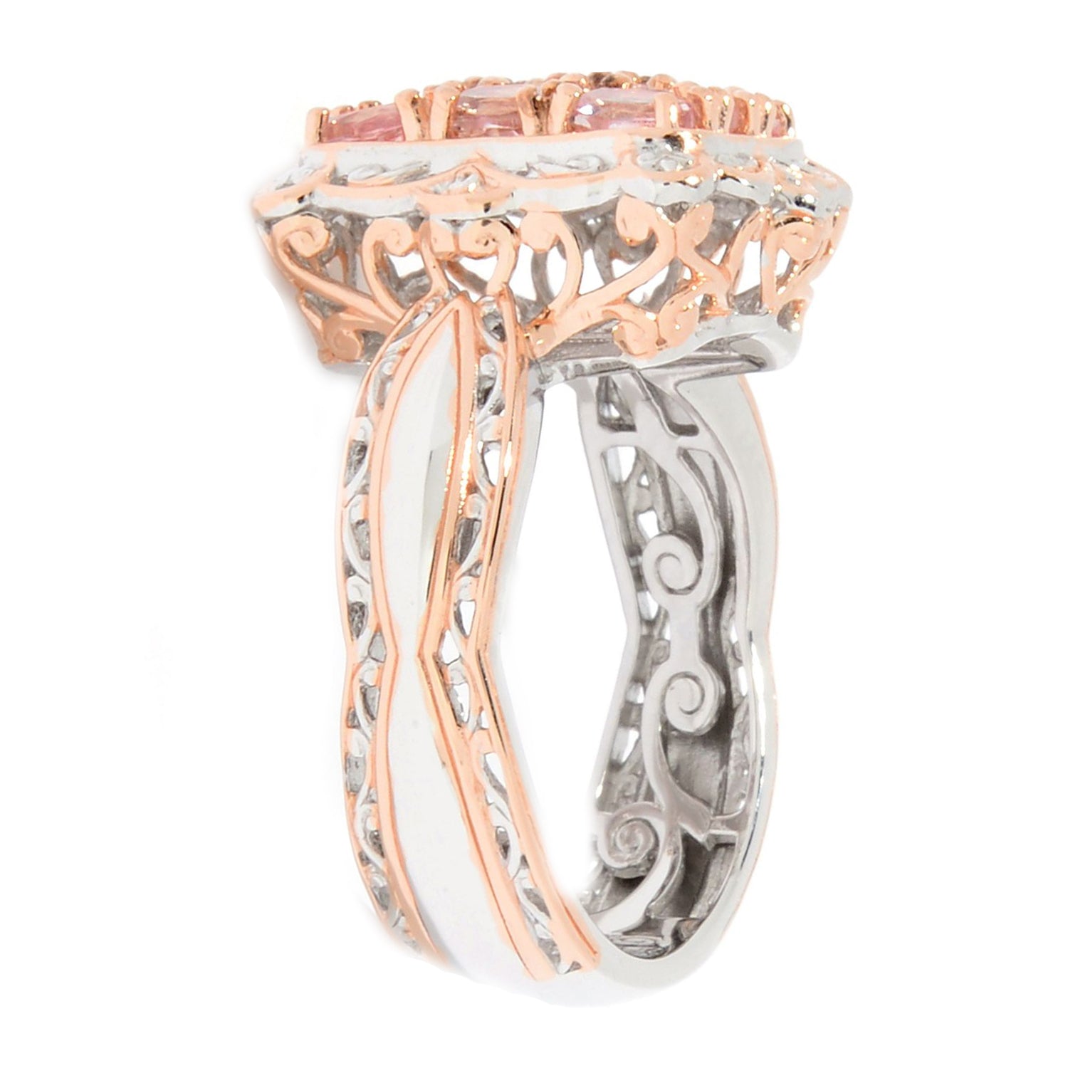 Gems en Vogue 1.26ctw Morganite Cluster Ring