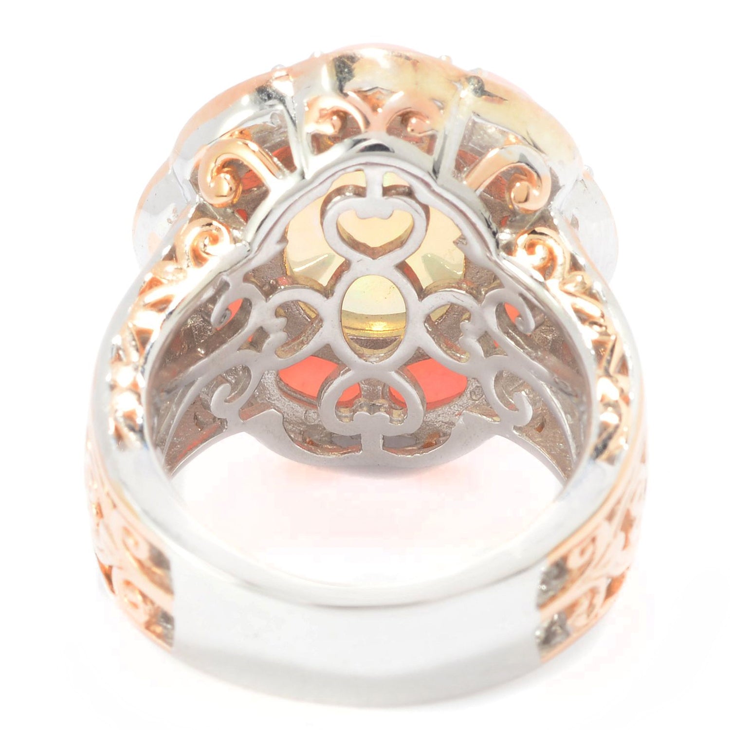 Gems en Vogue Ethiopian Opal & Pink Coral Halo Ring