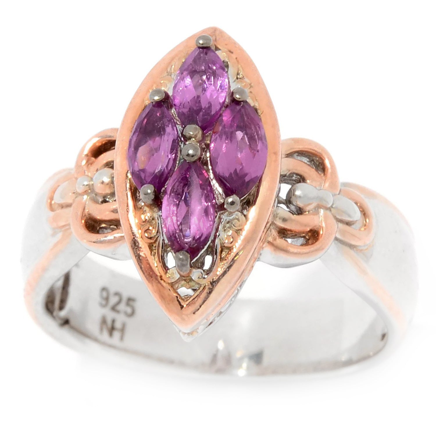 Gems en Vogue 0.72ctw Marquise Purple Garnet Ring