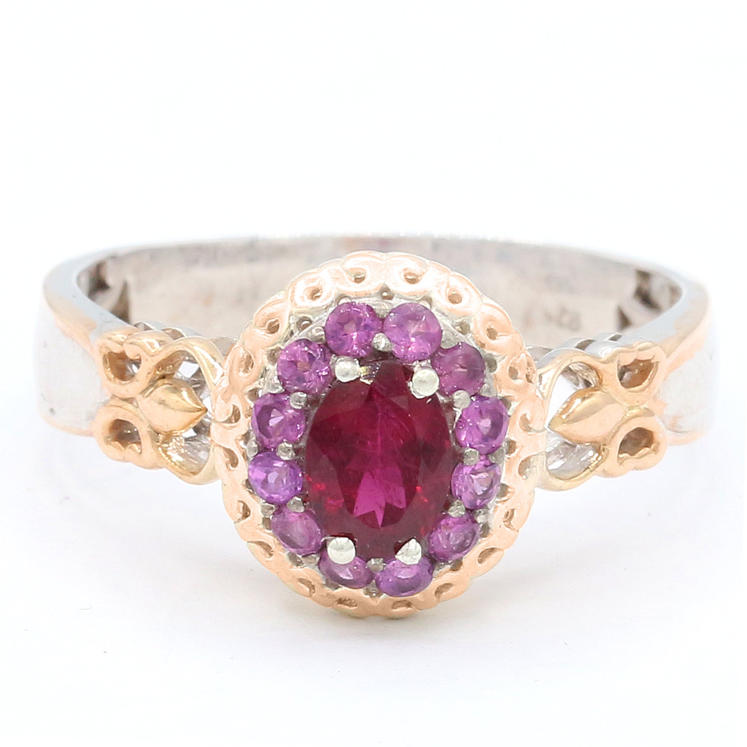 Gems en Vogue One-of-a-Kind 1.30ctw Rubellite & Purple Garnet Halo Ring