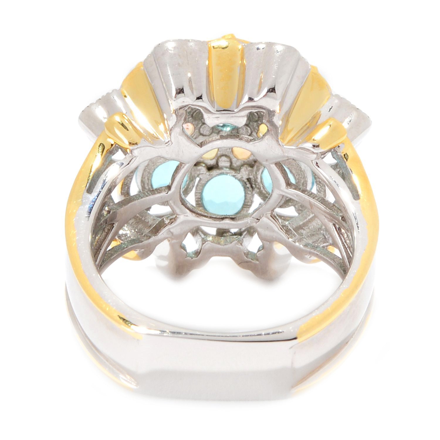 Gems en Vogue 3.38ctw Paraiba Topaz & Ethiopian Opal Flower Ring