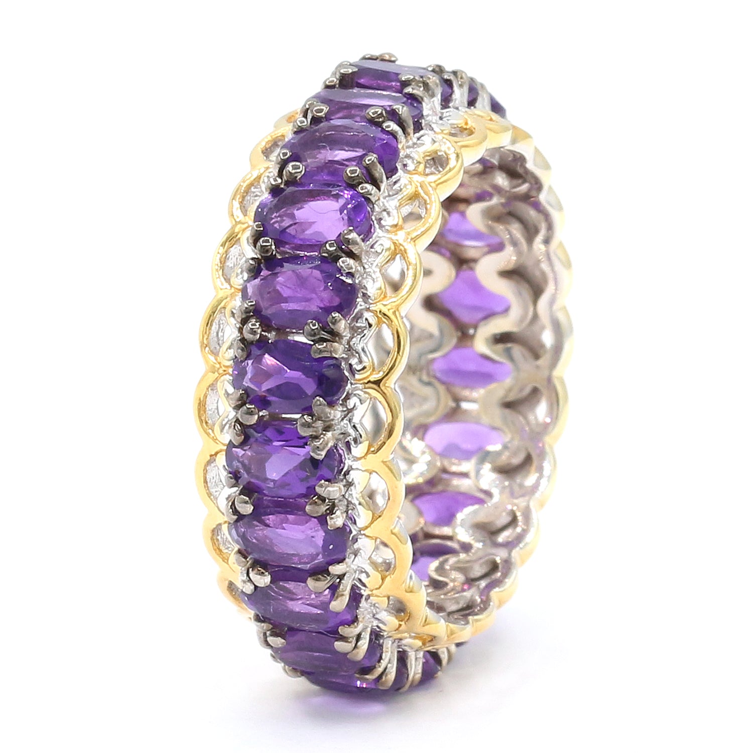 Gems en Vogue 3.96ctw African Amethyst Band Eternity Ring