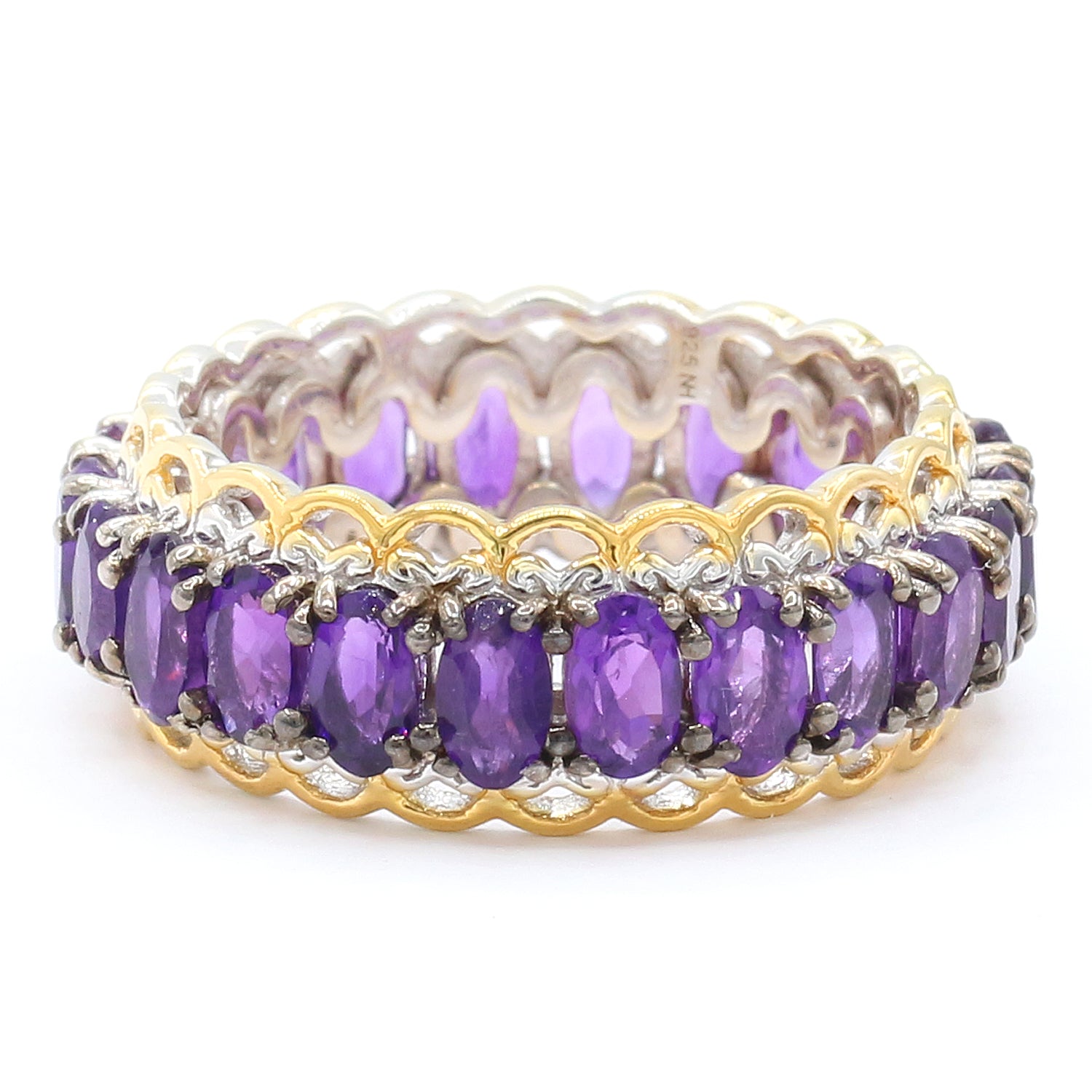 Gems en Vogue 3.96ctw African Amethyst Band Eternity Ring