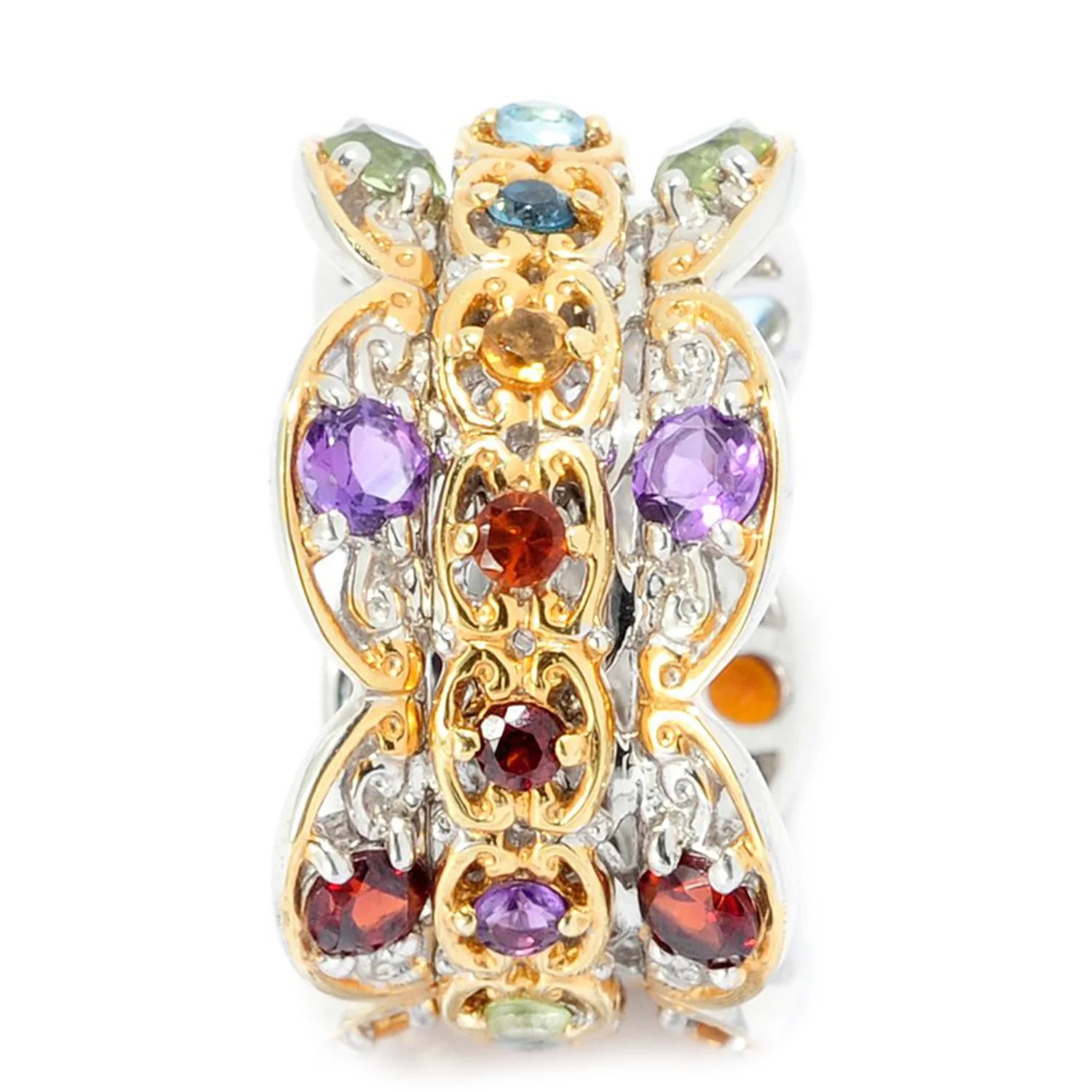 Gems en Vogue 1.74ctw Multi Gemstone Spinning Eternity Ring