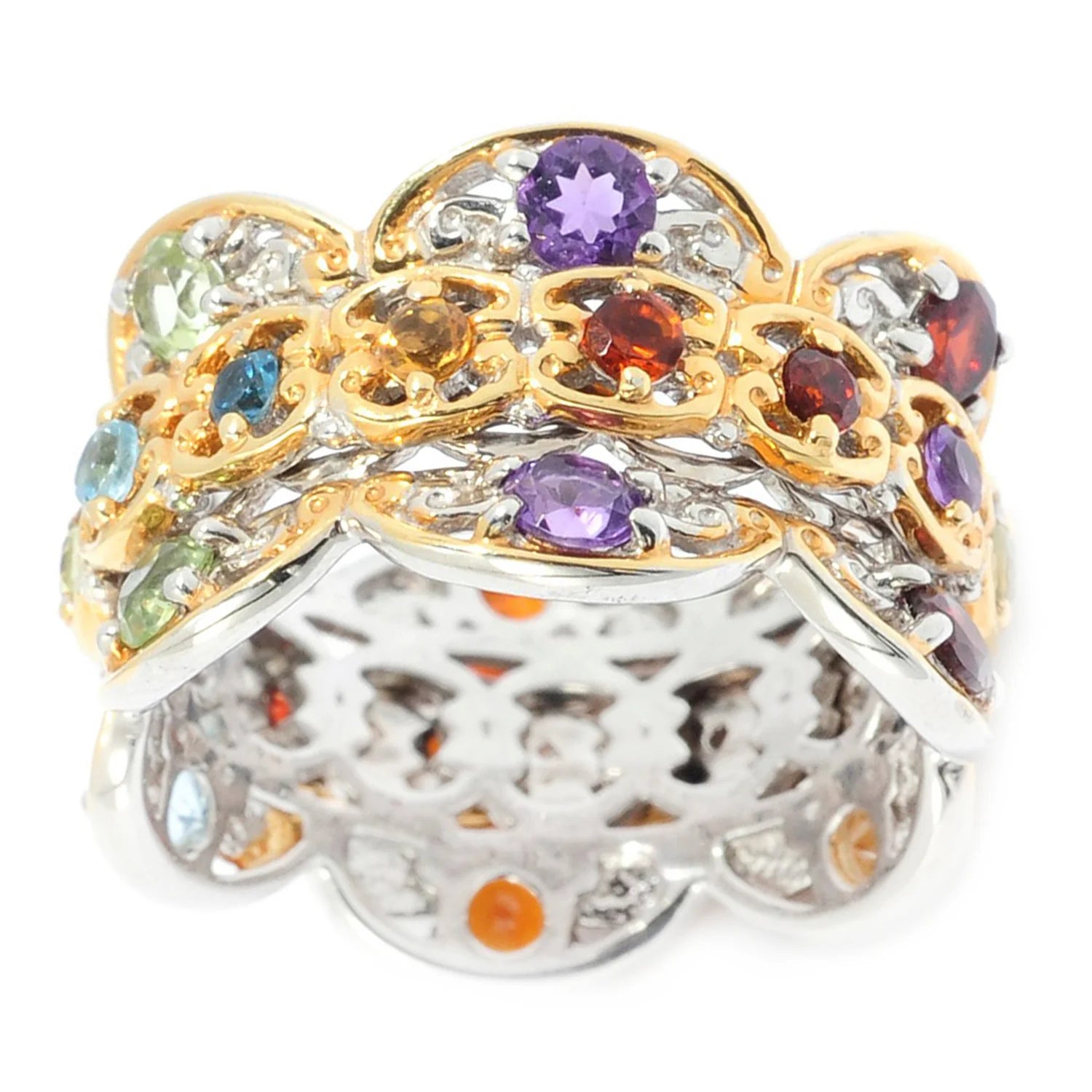 Gems en Vogue 1.74ctw Multi Gemstone Spinning Eternity Ring