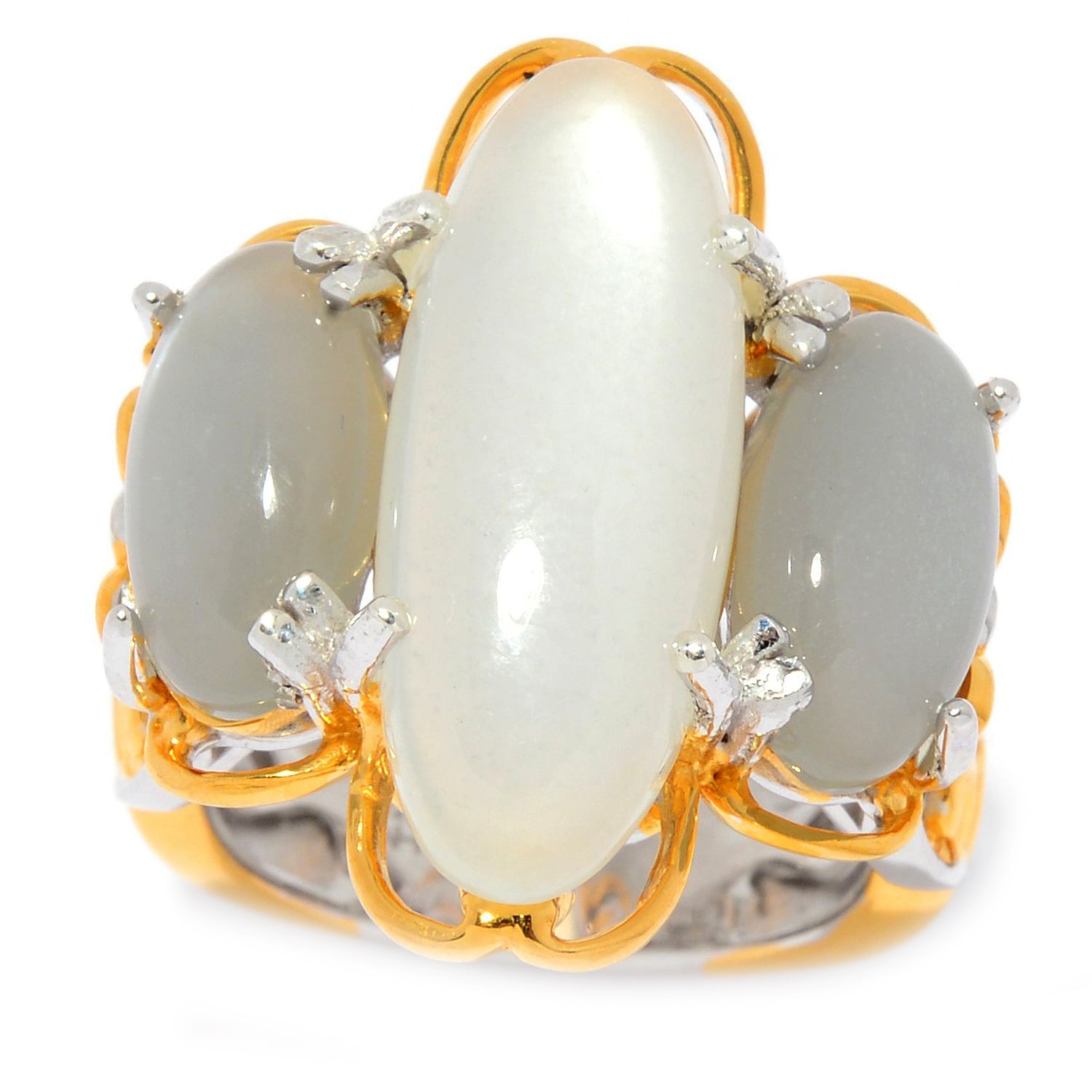 Gems en Vogue Moonstone 3-Stone Masterpiece Ring