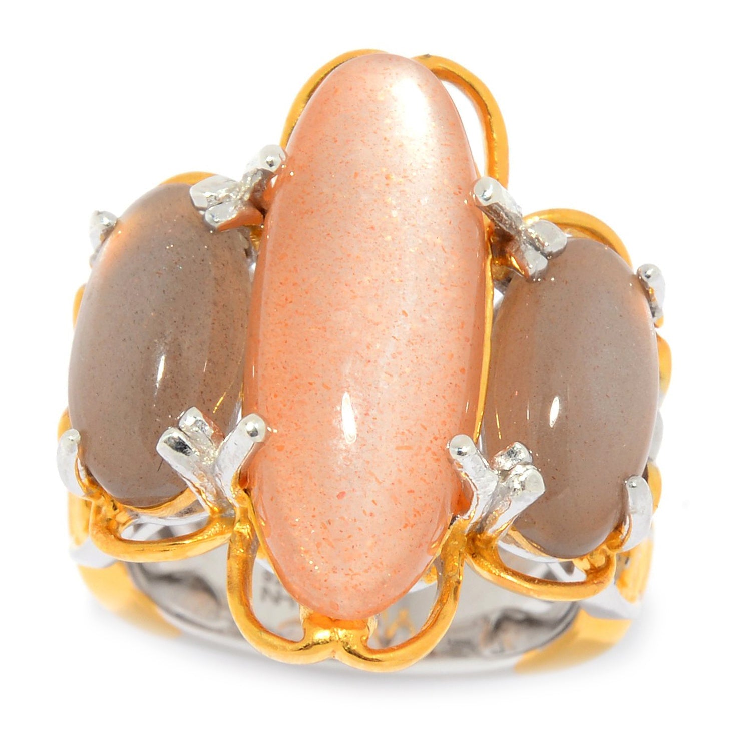 Gems en Vogue Moonstone 3-Stone Masterpiece Ring