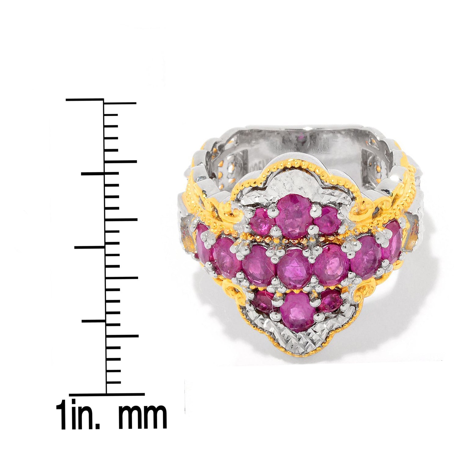 Gems en Vogue 2.52ctw Ruby Diamond Cut Scalloped Edge Cluster Ring