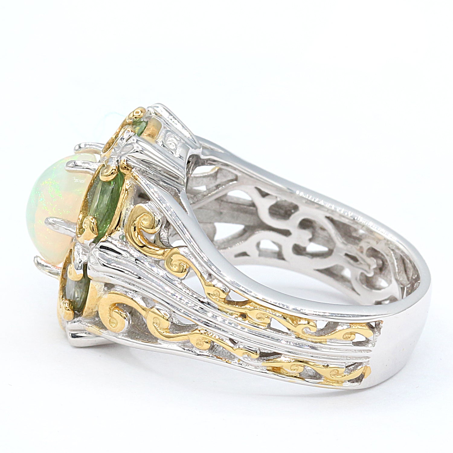 Gems en Vogue Ethiopian Opal & Green Tourmaline Ring