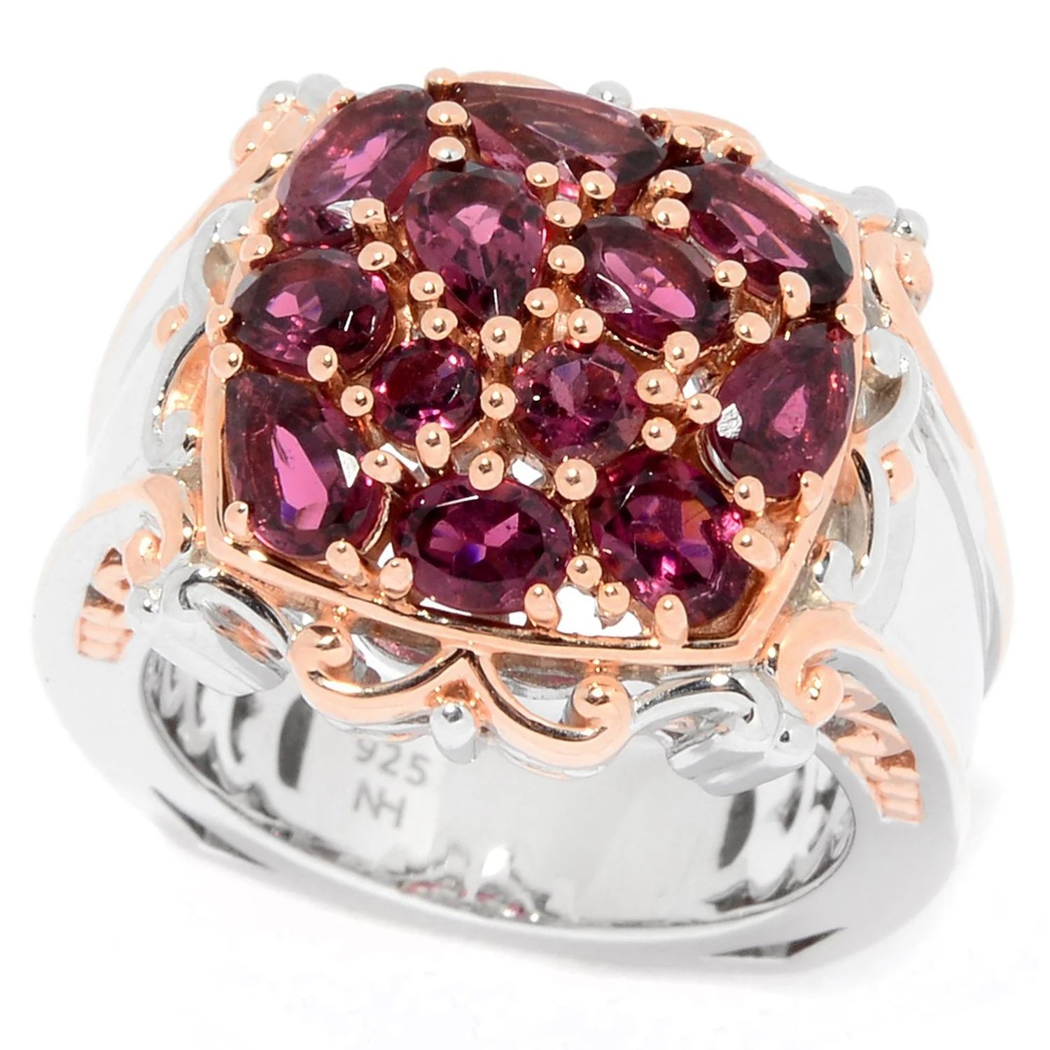 Gems en Vogue 2.30ctw Multi Shape Pink Tourmaline Cluster Ring