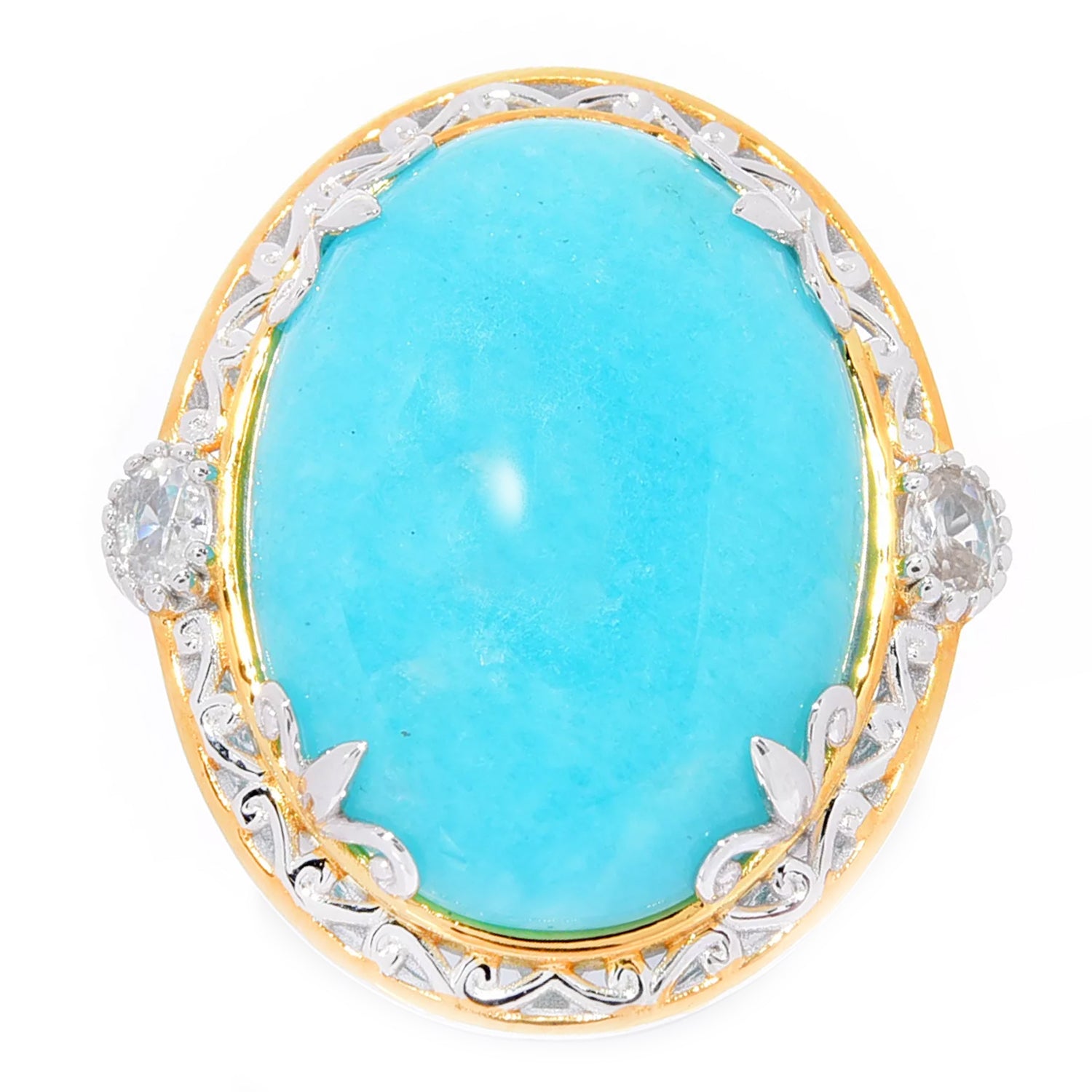 Gems en Vogue Amazonite & White Zircon Ring