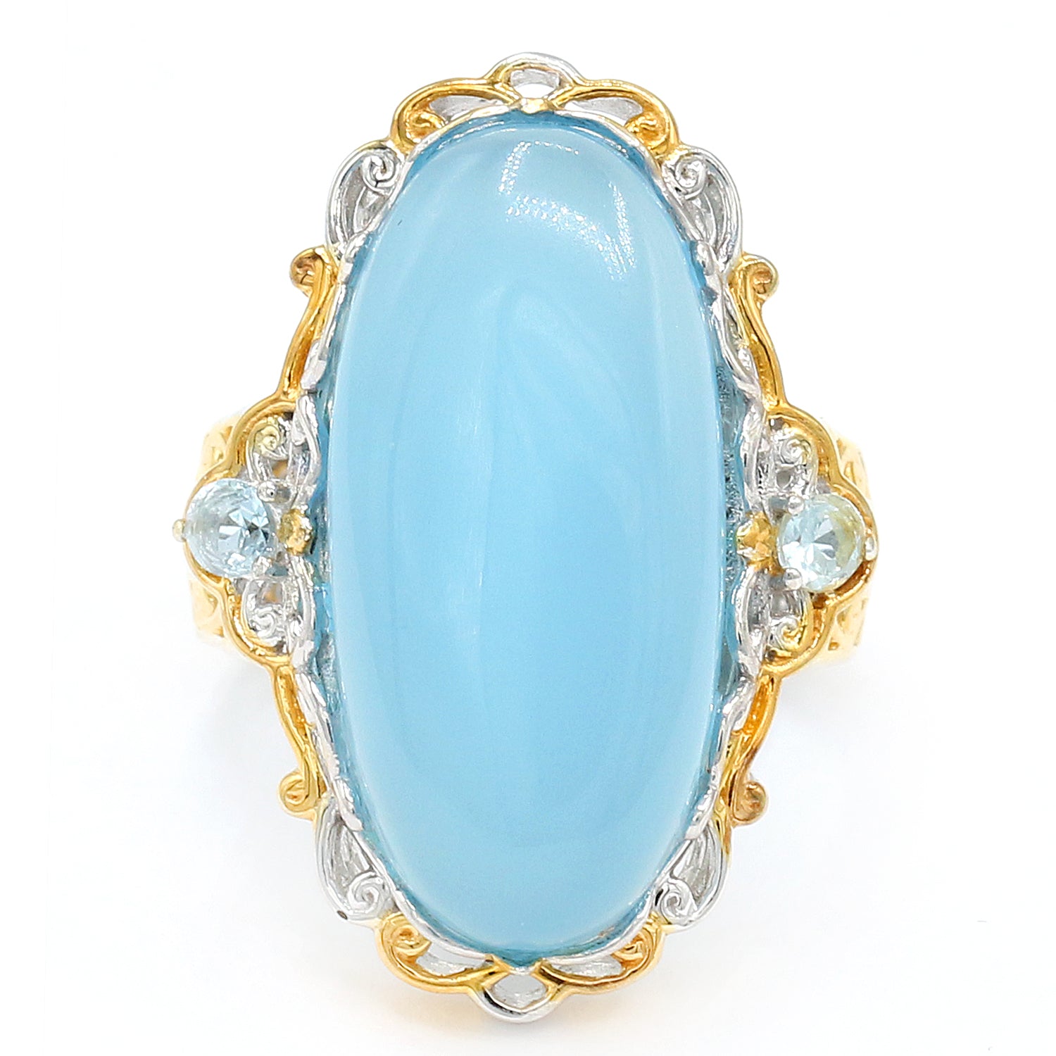 Gems en Vogue Blue Chalcedony & Swiss Blue Topaz Ring