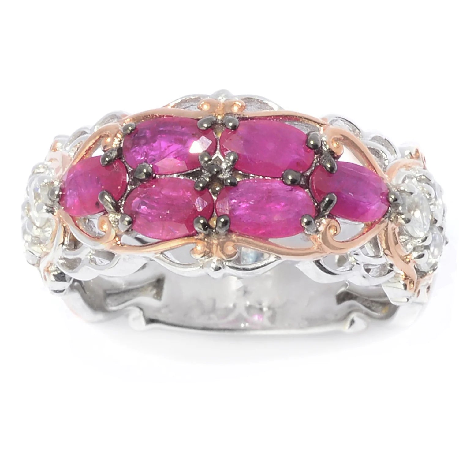 Gems en Vogue 2.76ctw Ruby & White Zircon Half Band Ring