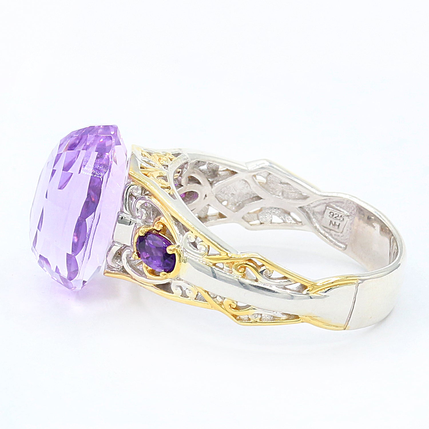 Gems en Vogue 11.59ctw Pink Amethyst & African Amethyst Floating Ring