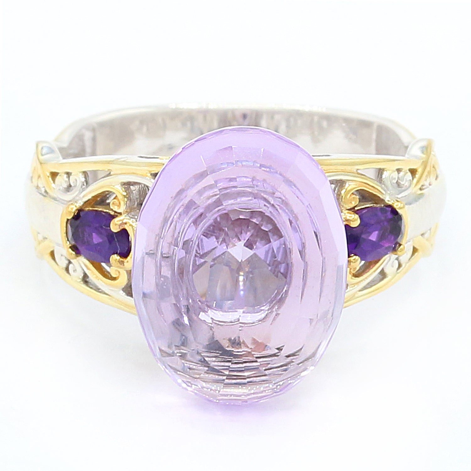 Gems en Vogue 11.59ctw Pink Amethyst & African Amethyst Floating Ring