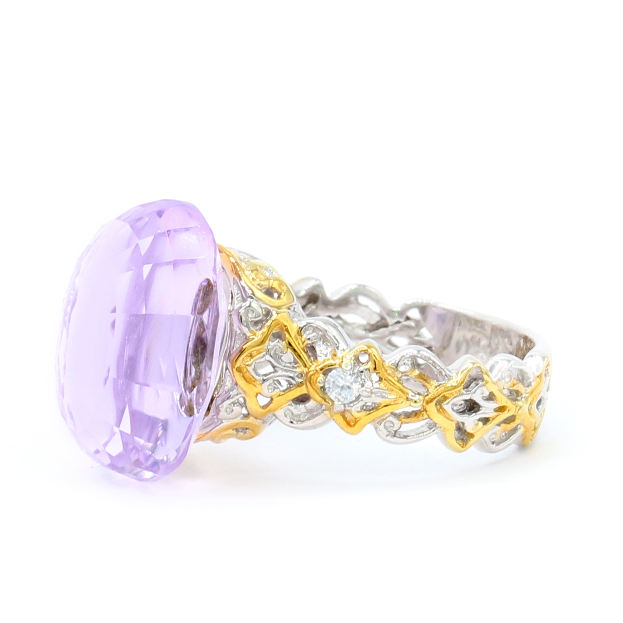 Gems en Vogue One-of-a-Kind 24K Palladium Silver 11.20ctw Floating Pink Amethyst & White Zircon Ring