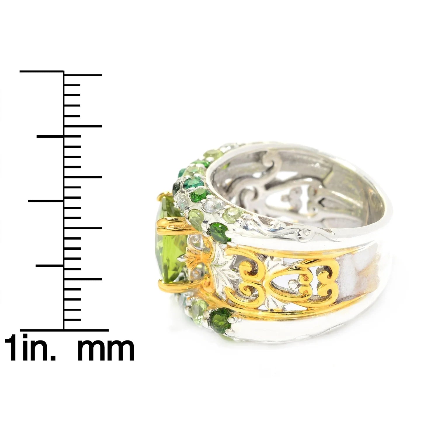 Gems en Vogue 4.18ctw Peridot & Multi Gemstone Band Ring