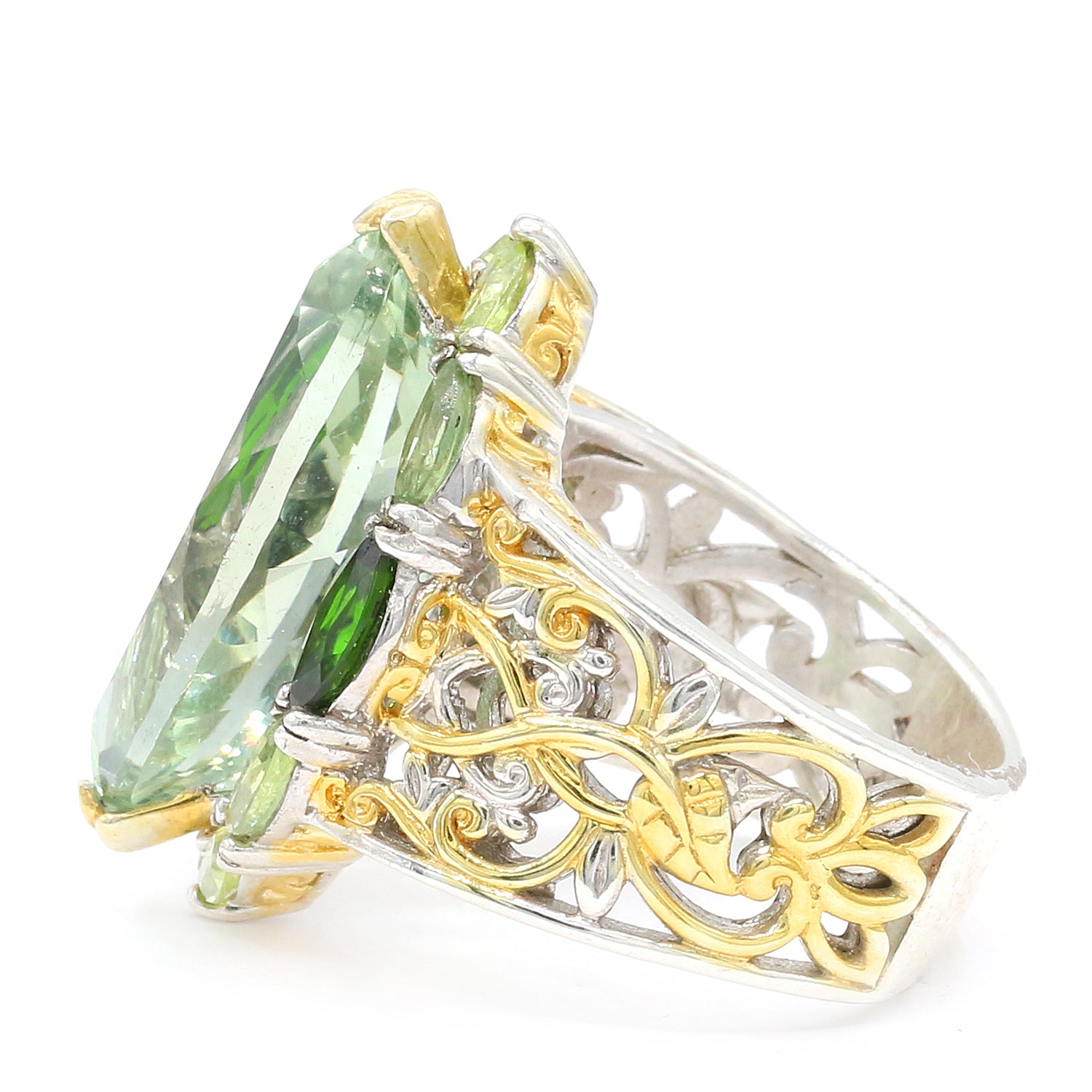 Gems en Vogue 12.10ctw Prasiolite & Multi Green Gemstones Ring