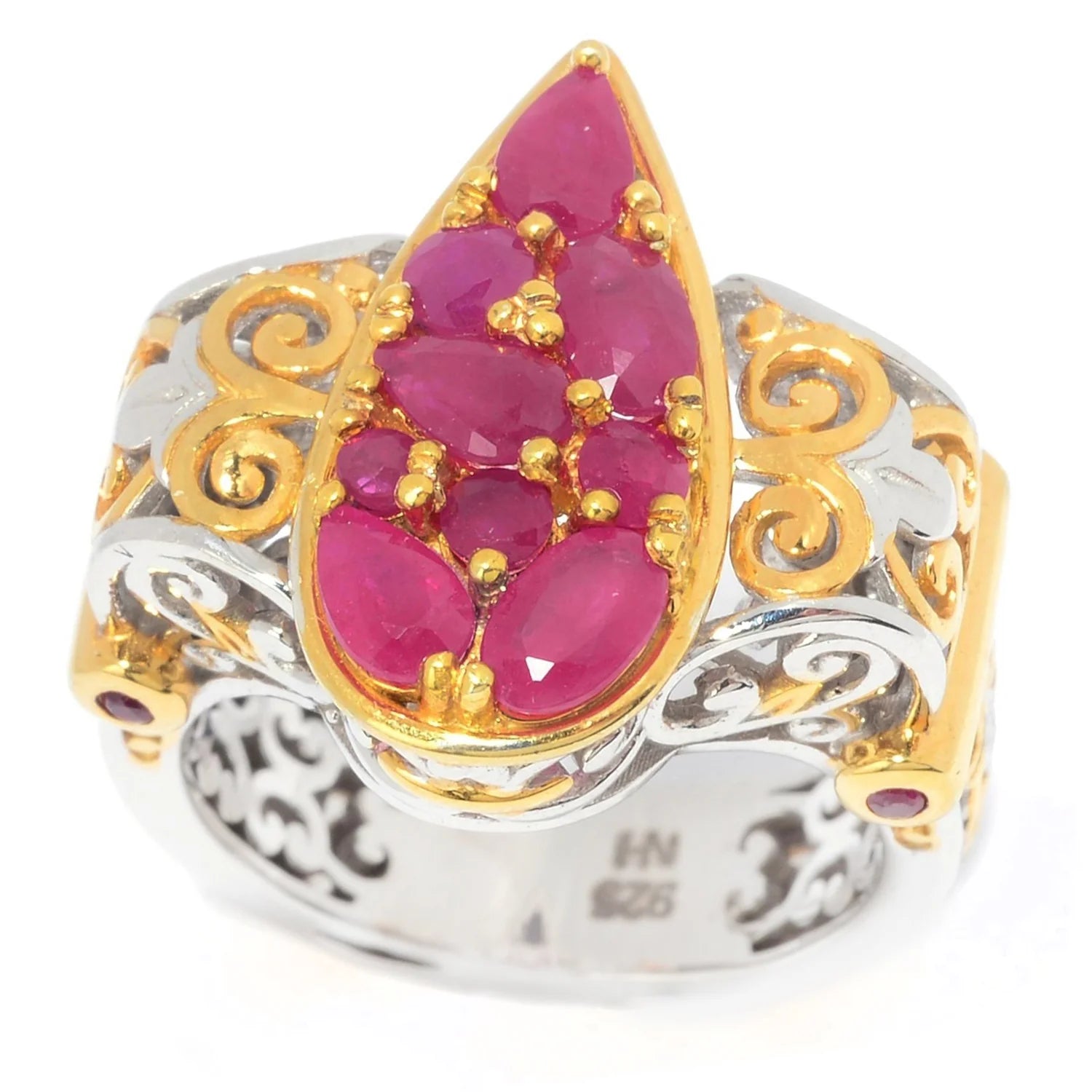 Gems en Vogue 1.73ctw Multi Shape Mozambique Ruby Cluster Ring