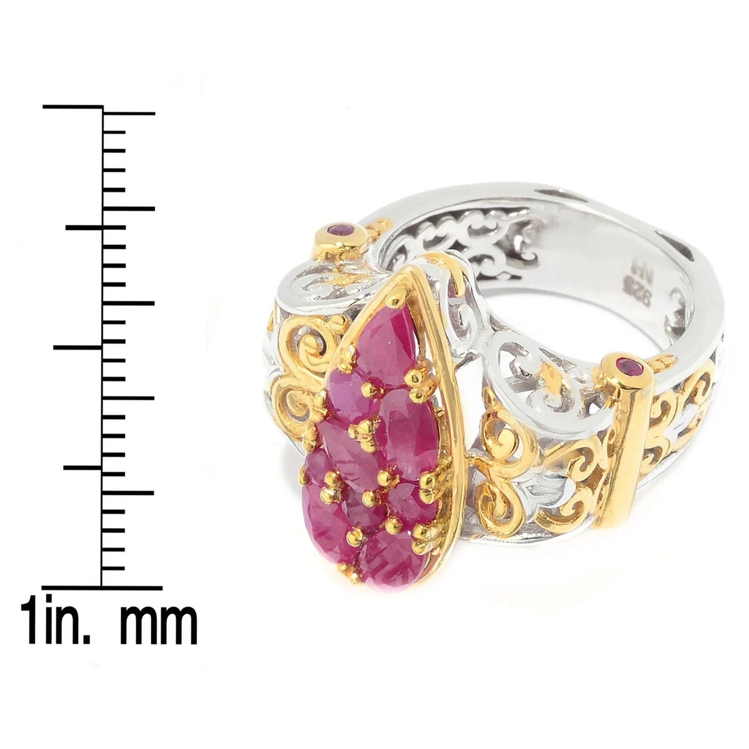 Gems en Vogue 1.73ctw Multi Shape Mozambique Ruby Cluster Ring